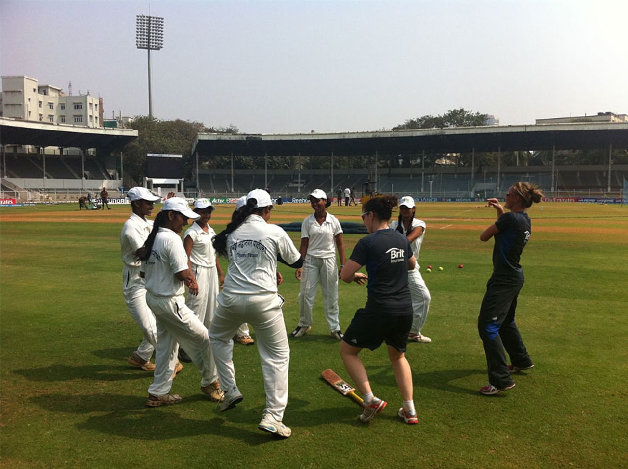 Members of the England women's team work on their Indian dance skills, Mumbai, February 5, 2013