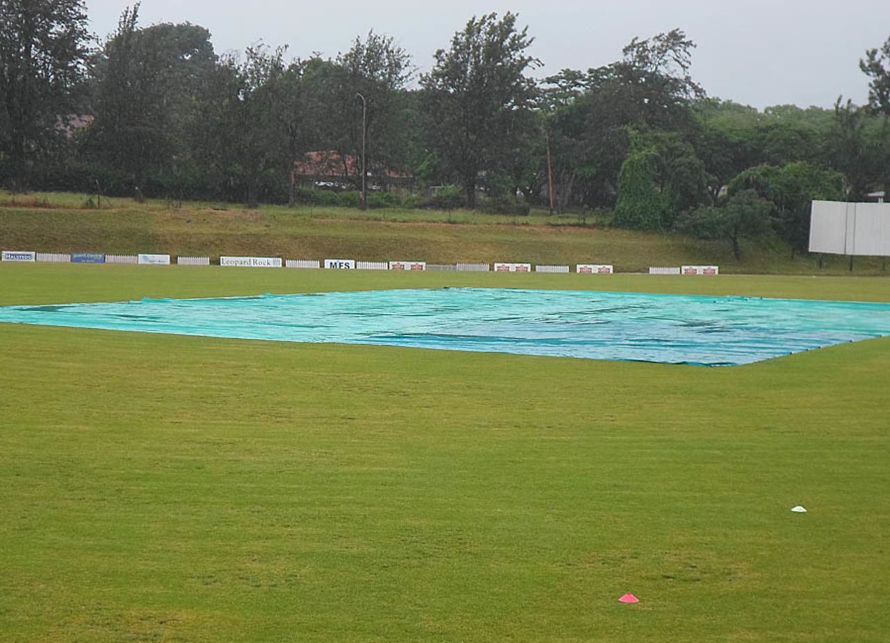The second day's play was delayed due to rain, Mountaineers v Southern Rocks, Logan Cup, Mutare, 2nd day, February 5, 2013