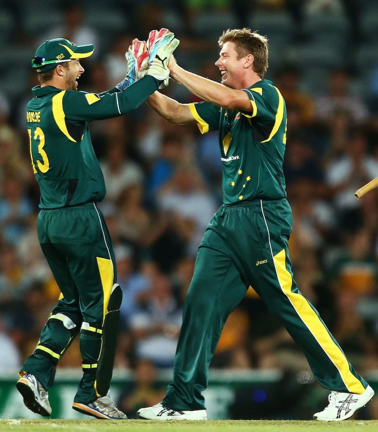 James Faulkner celebrates one of his four wickets, Australia v West Indies, 3rd ODI, Canberra, February 6, 2013