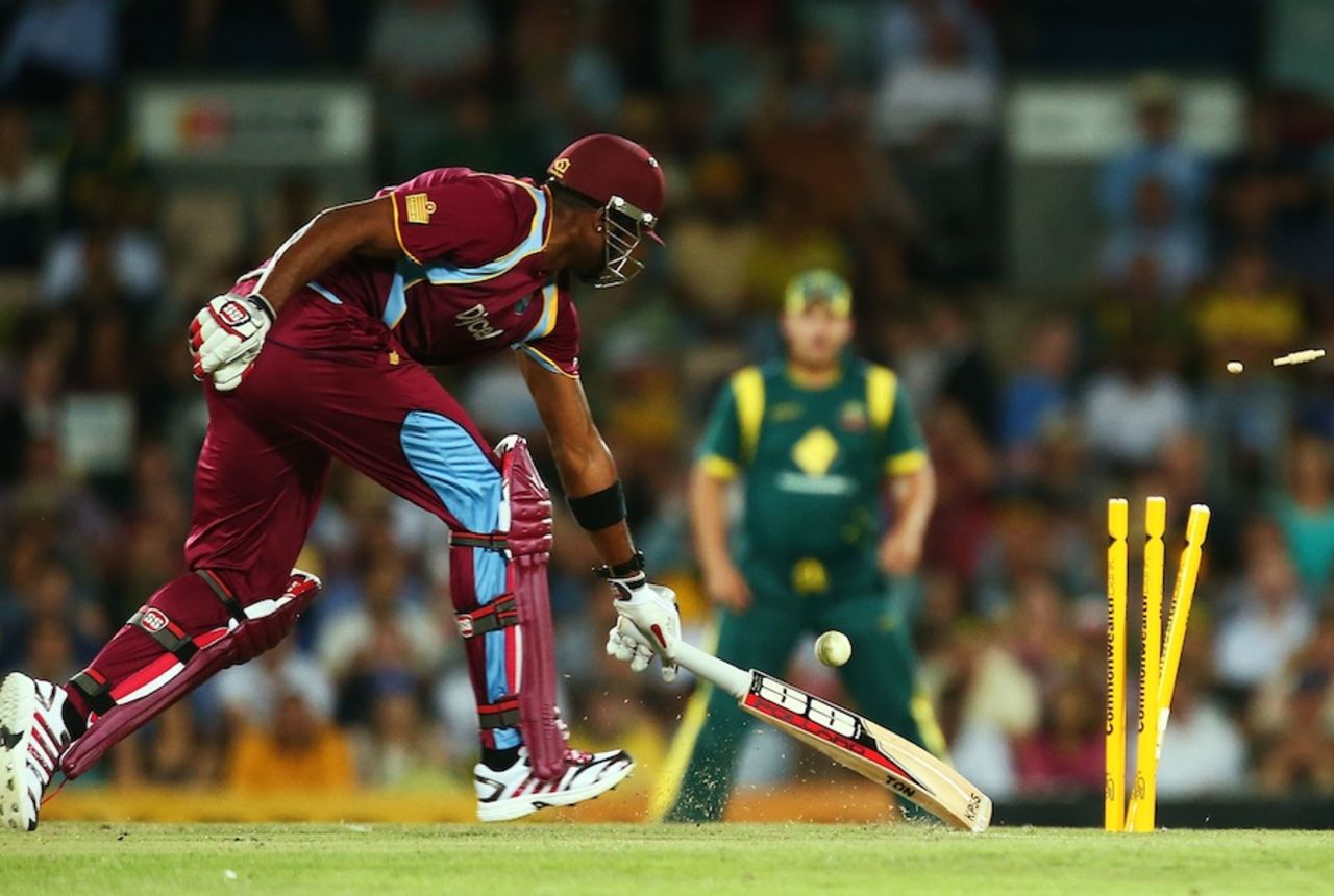 Kieron Pollard is run out, Australia v West Indies, 3rd ODI, Canberra, February 6, 2013