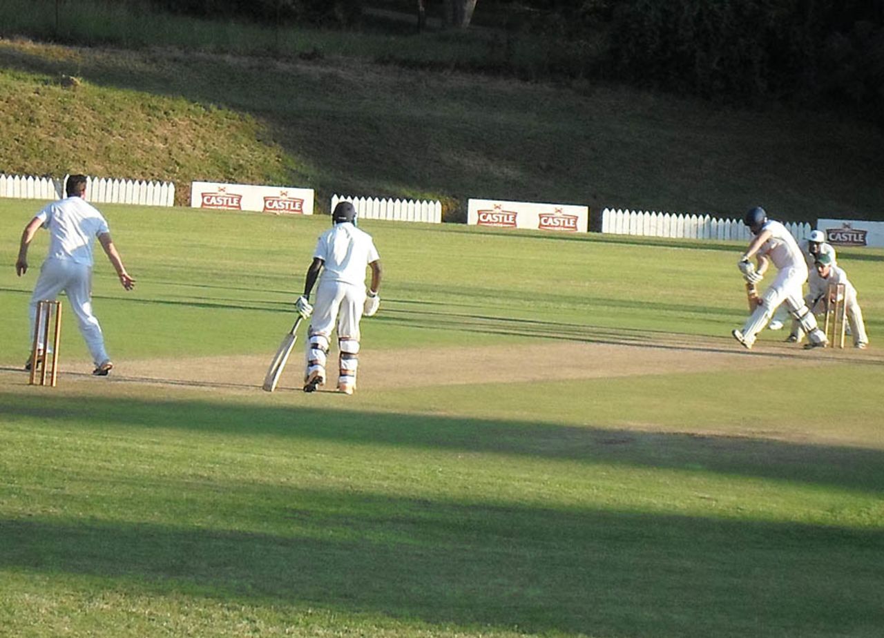 Peter Burgoyne resisted Mountaineers' bowling attack as wickets fell around him, Mountaineers v Southern Rocks, Logan Cup, Mutare, 2nd day, February 6, 2013