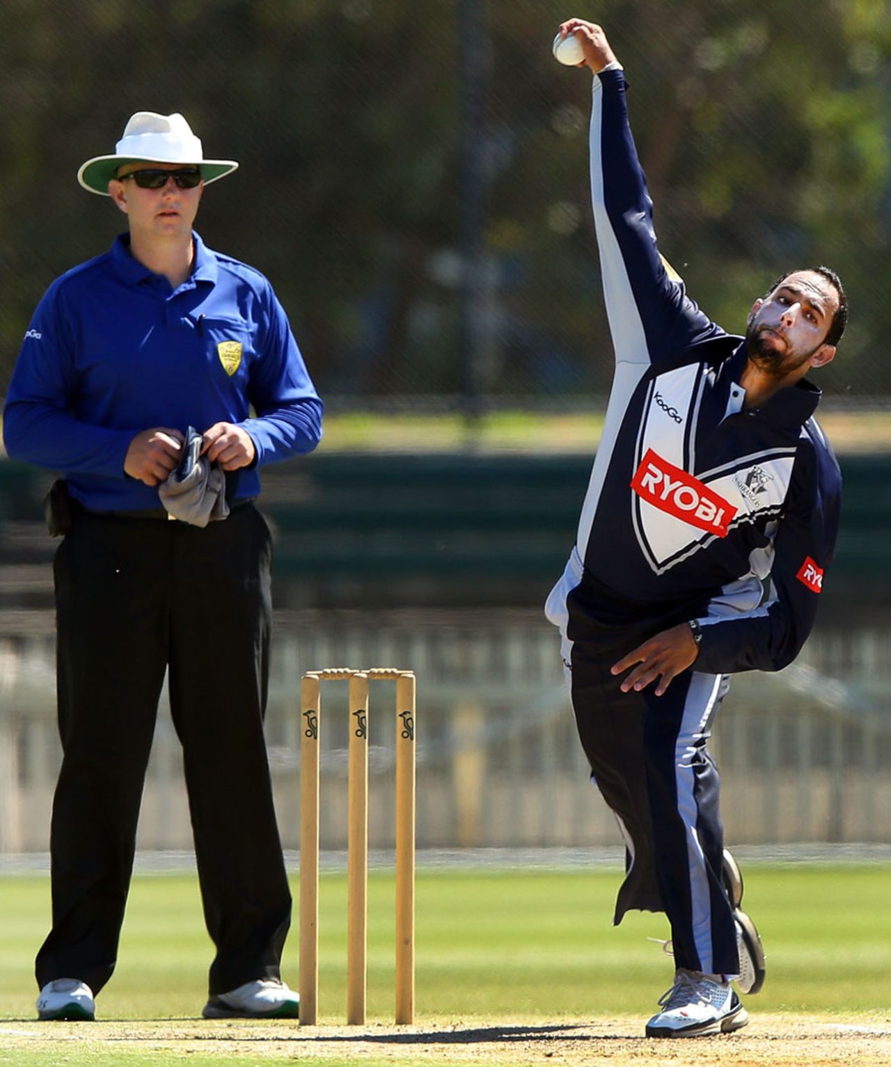 Victoria legspinner Fawad Ahmed took 2 for 30, Victoria v England Lions, tour match, Junction Oval, Melbourne, February 7, 2013
