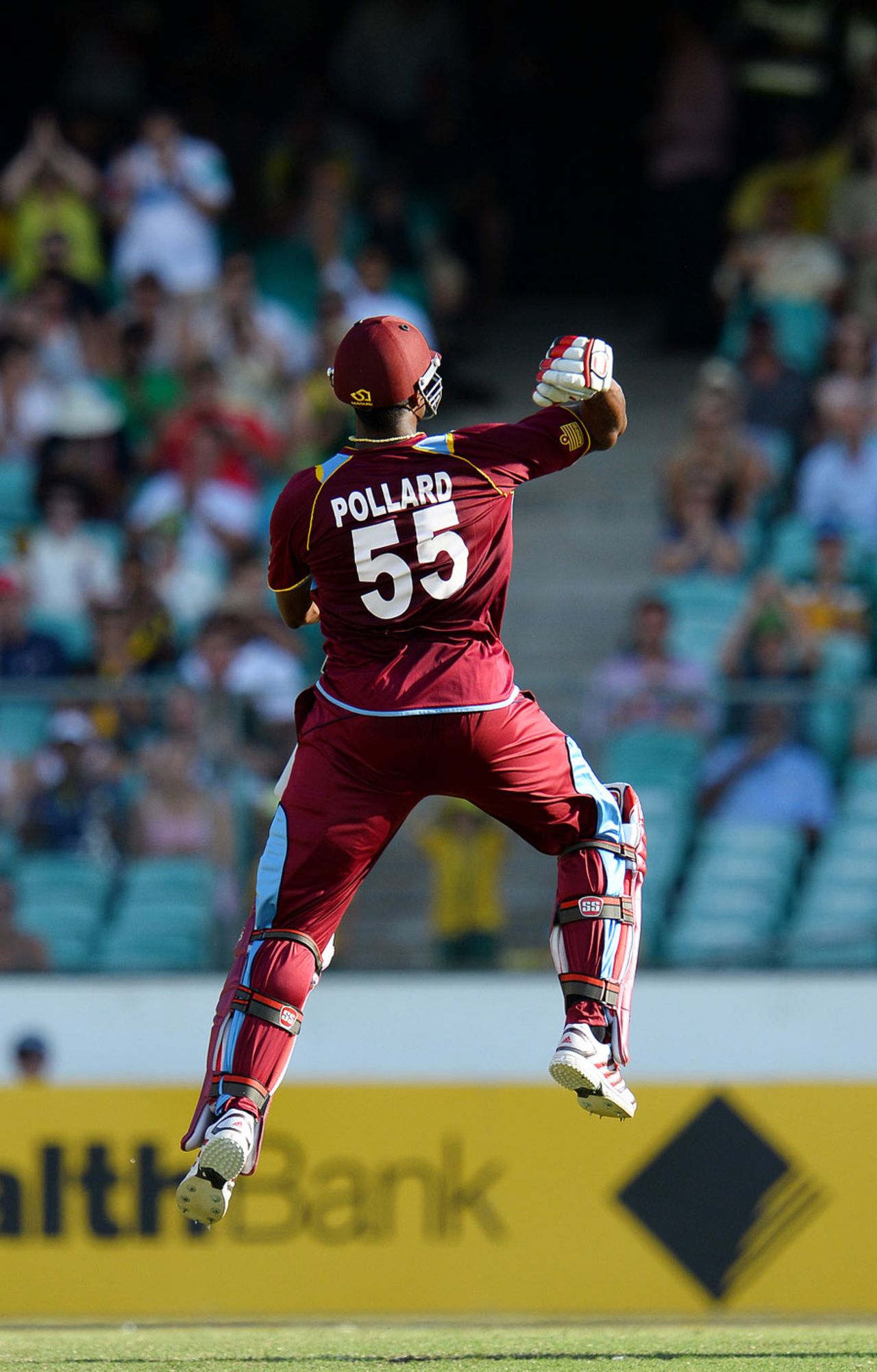 Kieron Pollard is ecstatic after completing his hundred, Australia v West Indies, 4th ODI, Sydney, February 8, 2013