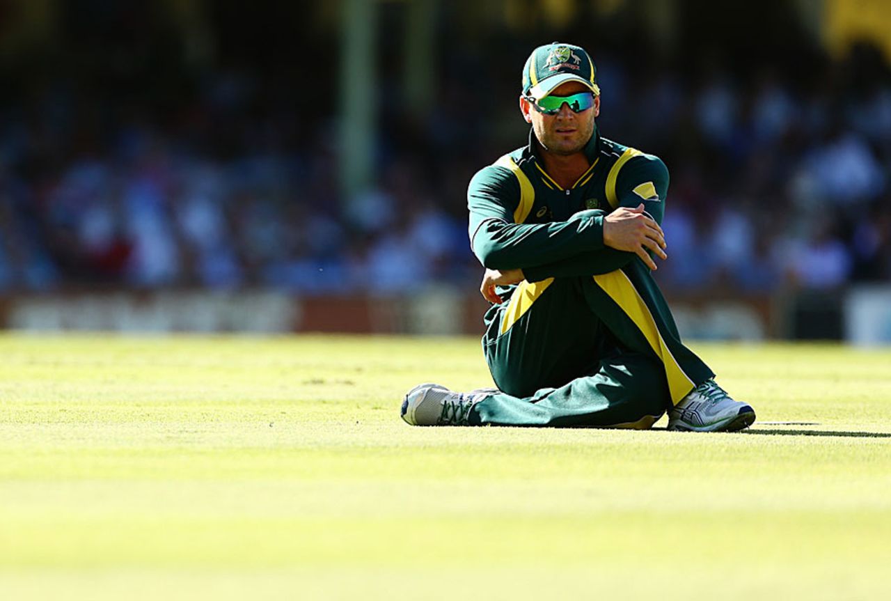 Michael Clarke stretches, Australia v West Indies, 4th ODI, Sydney, February 8, 2013