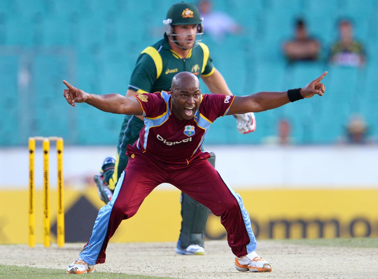 Tino Best appeals, Australia v West Indies, 4th ODI, Sydney, February 8, 2013