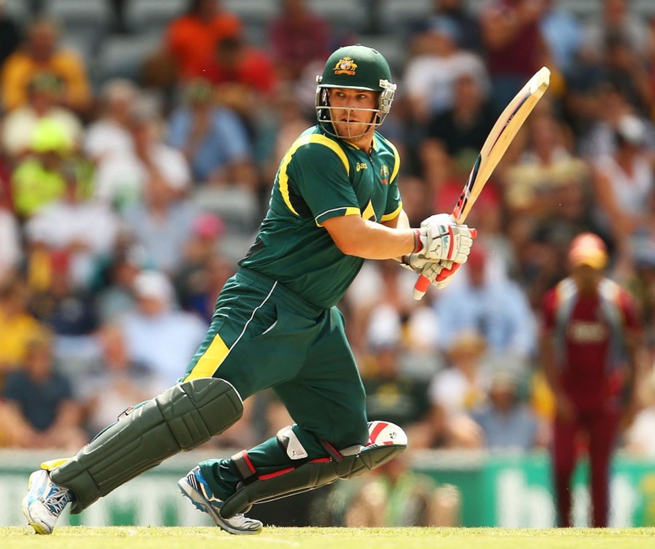 Aaron Finch plays one behind point, Australia v West Indies, 4th ODI, Sydney, February 8, 2013