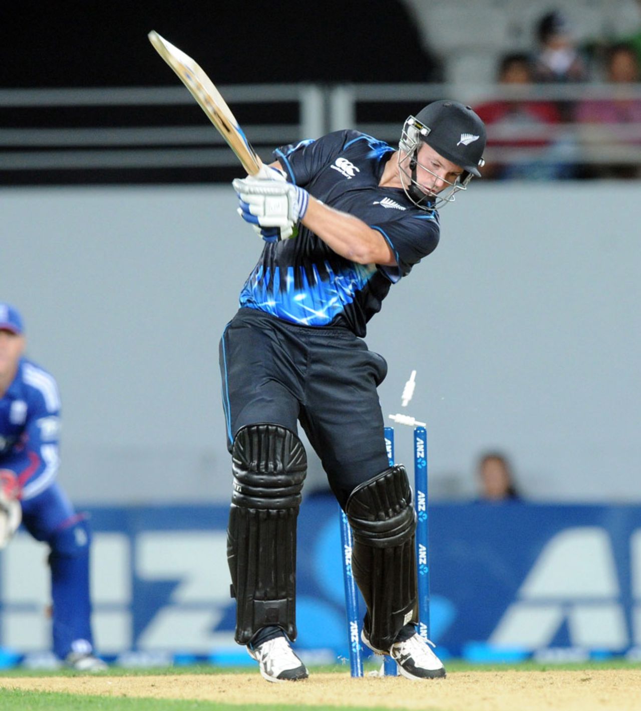 Colin Munro was bowled after a brisk 28, New Zealand v England, 1st T20, Auckland, February 9, 2013