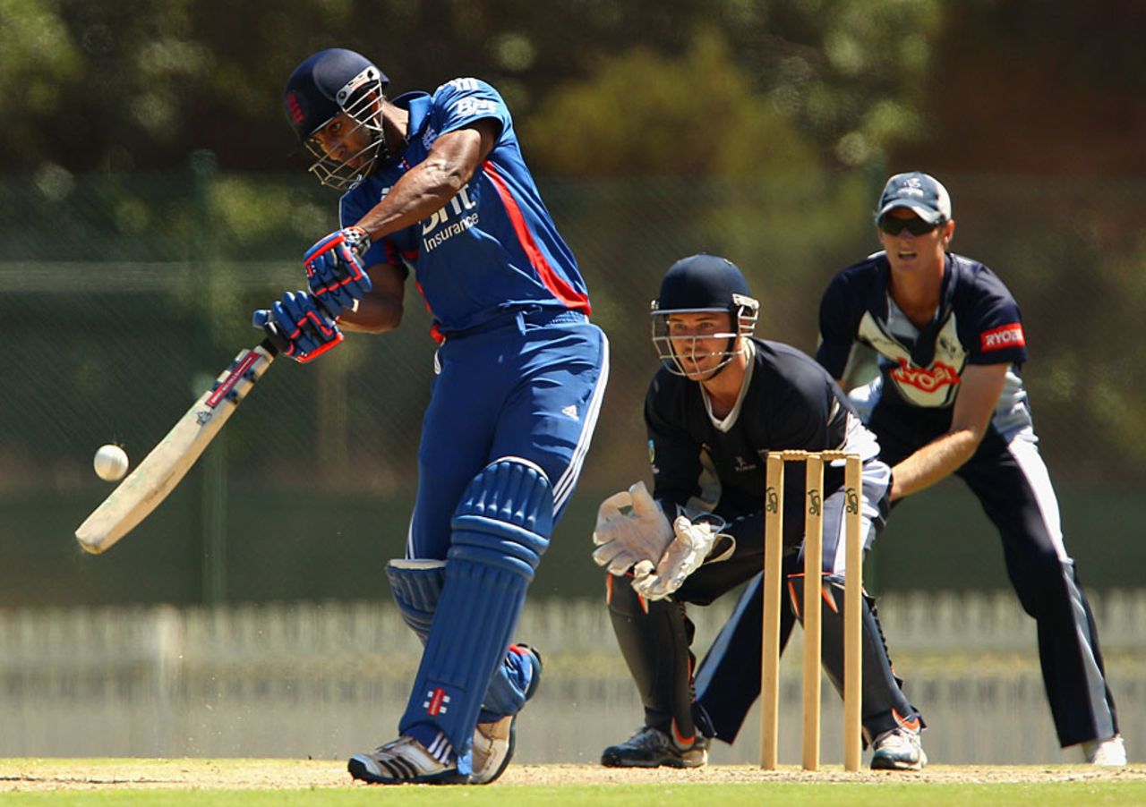 Varun Chopra hit 115 in England Lions' large total, Victorian XI v England Lions, Tour match, Melbourne, February 11, 2013