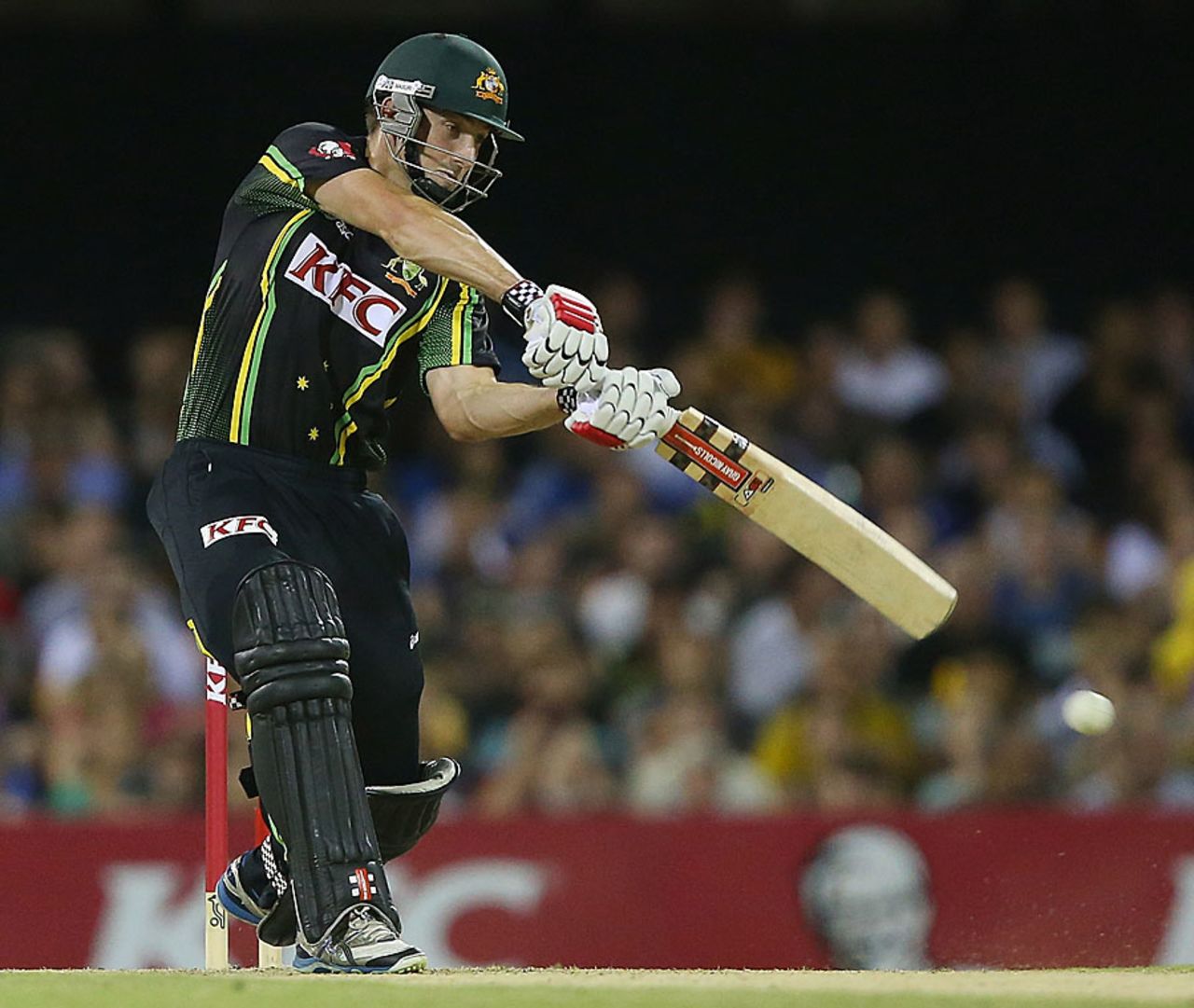 Shaun Marsh scored 21 before being run out, Australia v West Indies, only Twenty20, Brisbane, February 13, 2013