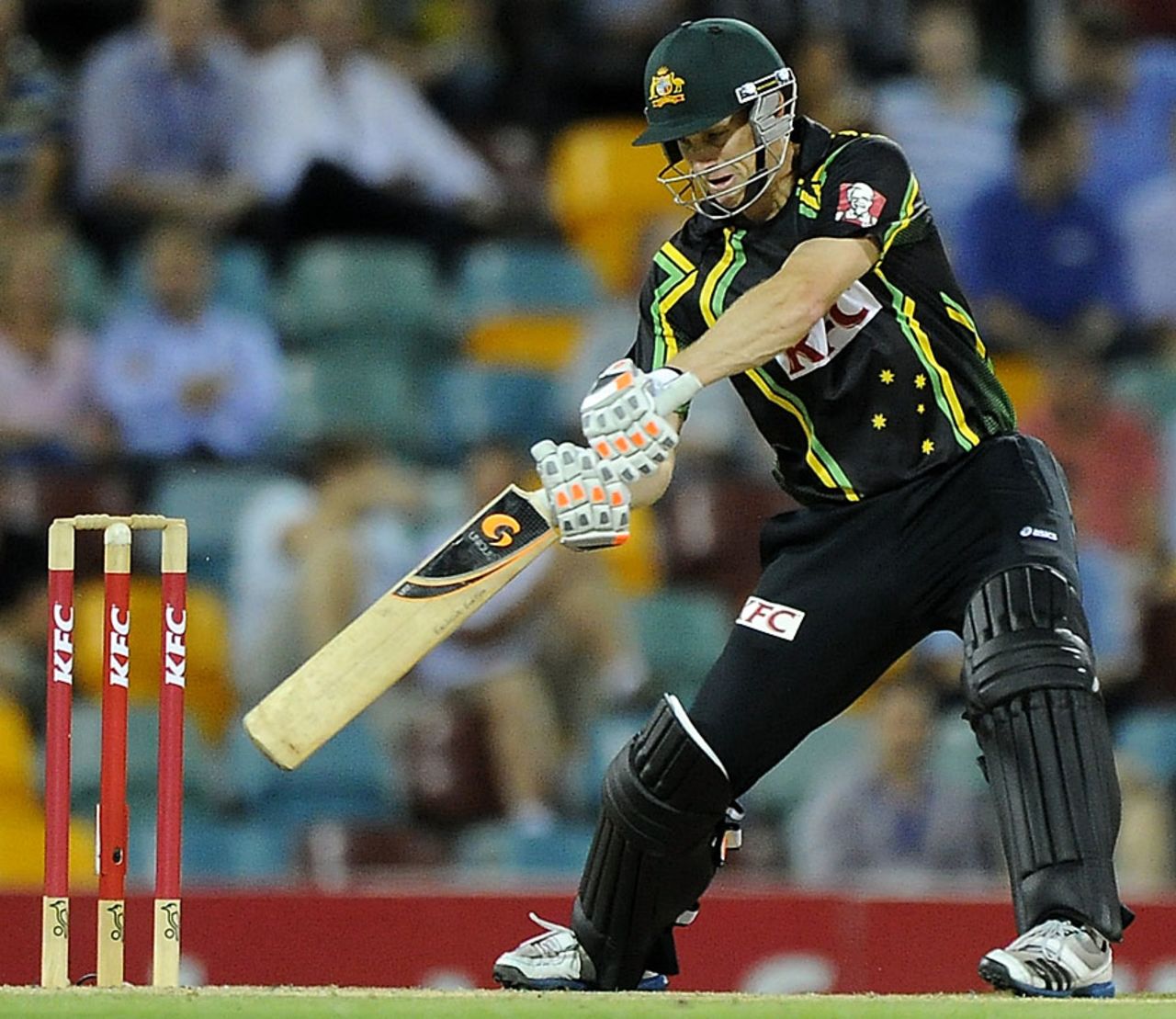Adam Voges plays the cut, Australia v West Indies, only Twenty20, Brisbane, February 13, 2013