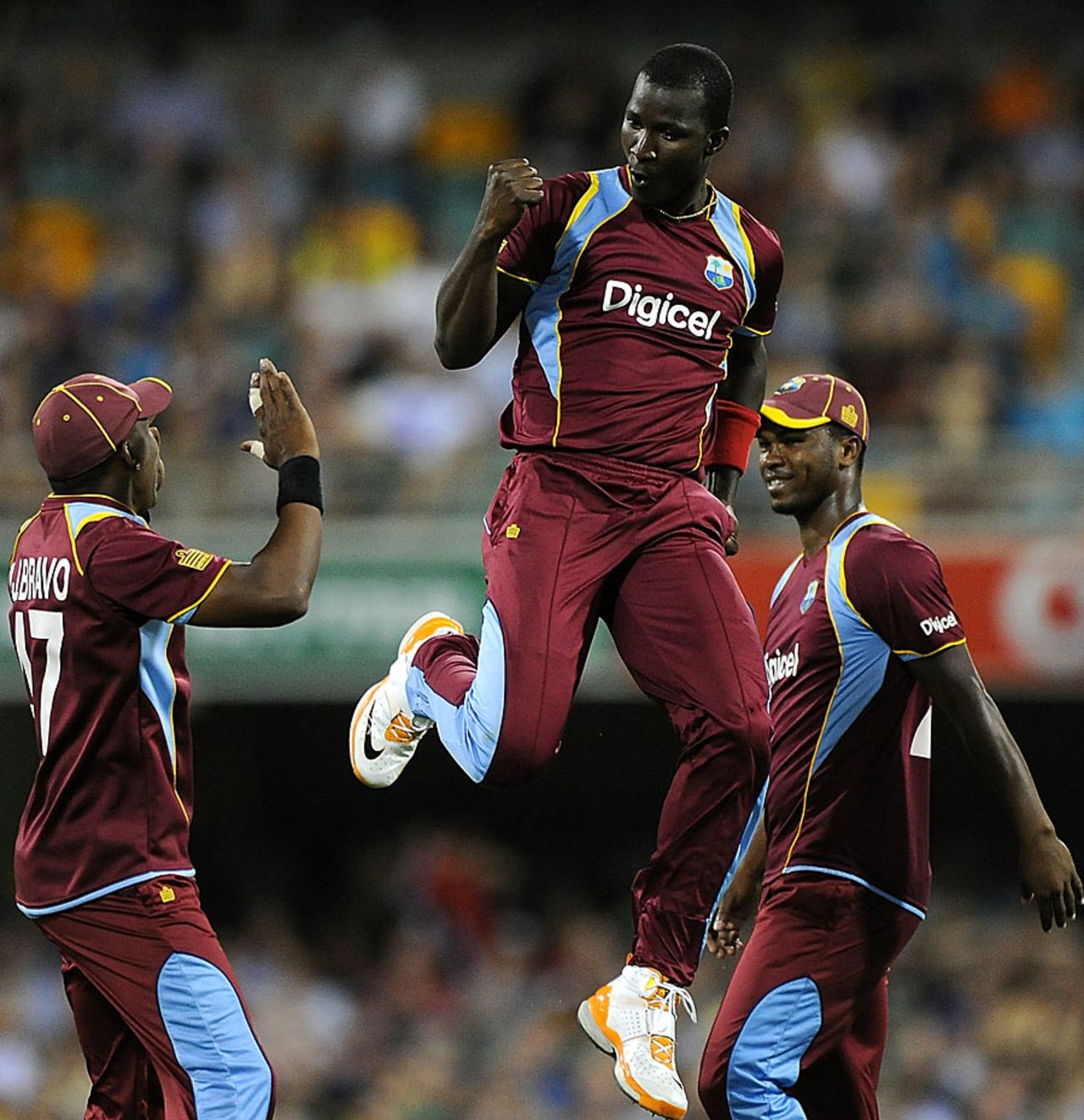 Darren Sammy celebrates a wicket, Australia v West Indies, only Twenty20, Brisbane, February 13, 2013