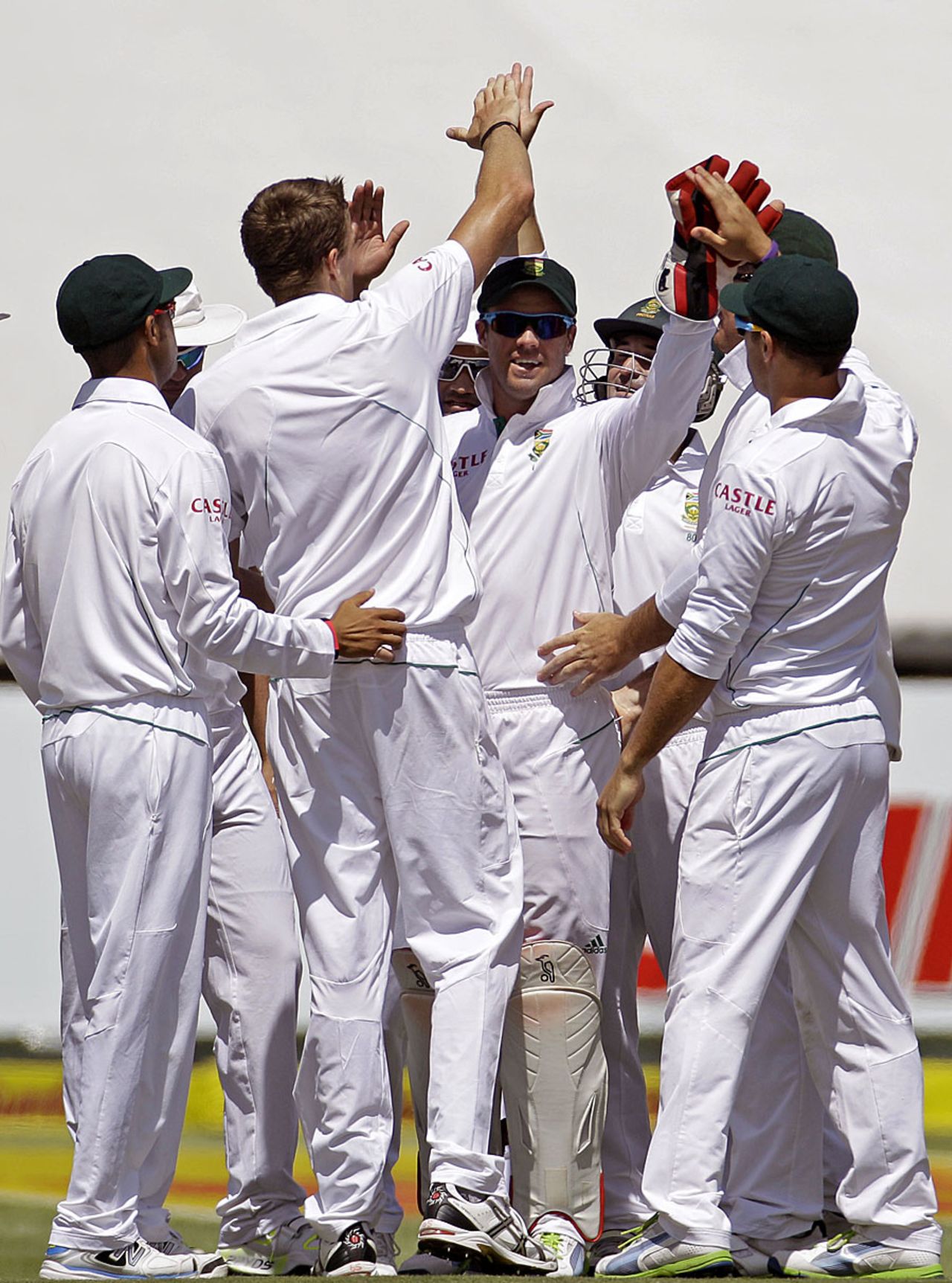 South Africa celebrate a wicket, South Africa v Pakistan, 2nd Test, Cape Town, 1st day, February 14, 2013
