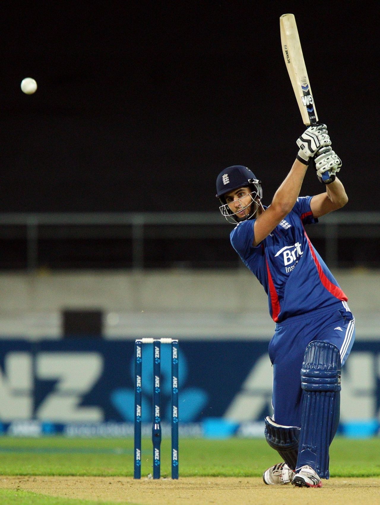 Alex Hales smashes one on the off side, New Zealand v England, 3rd T20, Wellington, February 15, 2013
