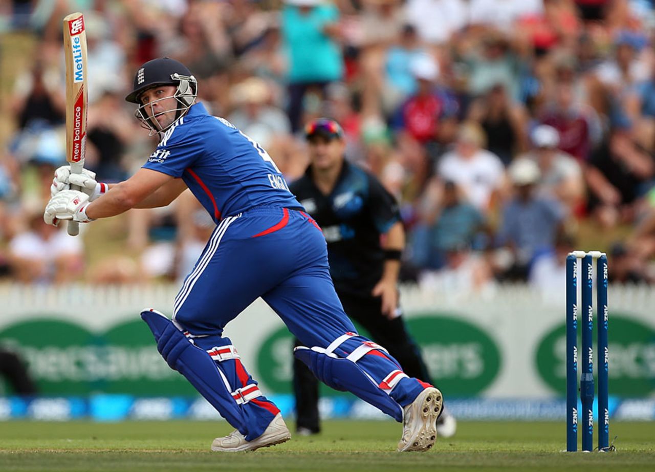 Jonathan Trott works through the leg side, New Zealand v England, 1st ODI, Hamilton, February 17, 2013