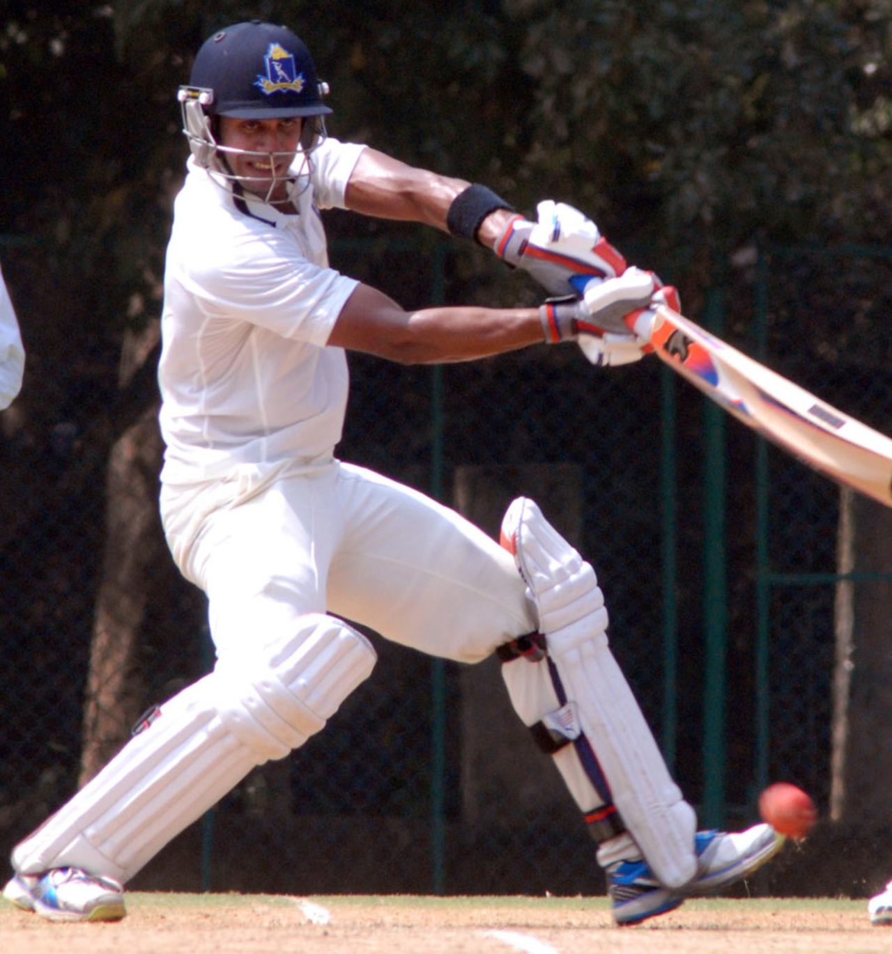 Manoj Tiwary cuts through the off side during his 129, India A v Australians, Tour game, 2nd day, Chennai, February 17, 2013