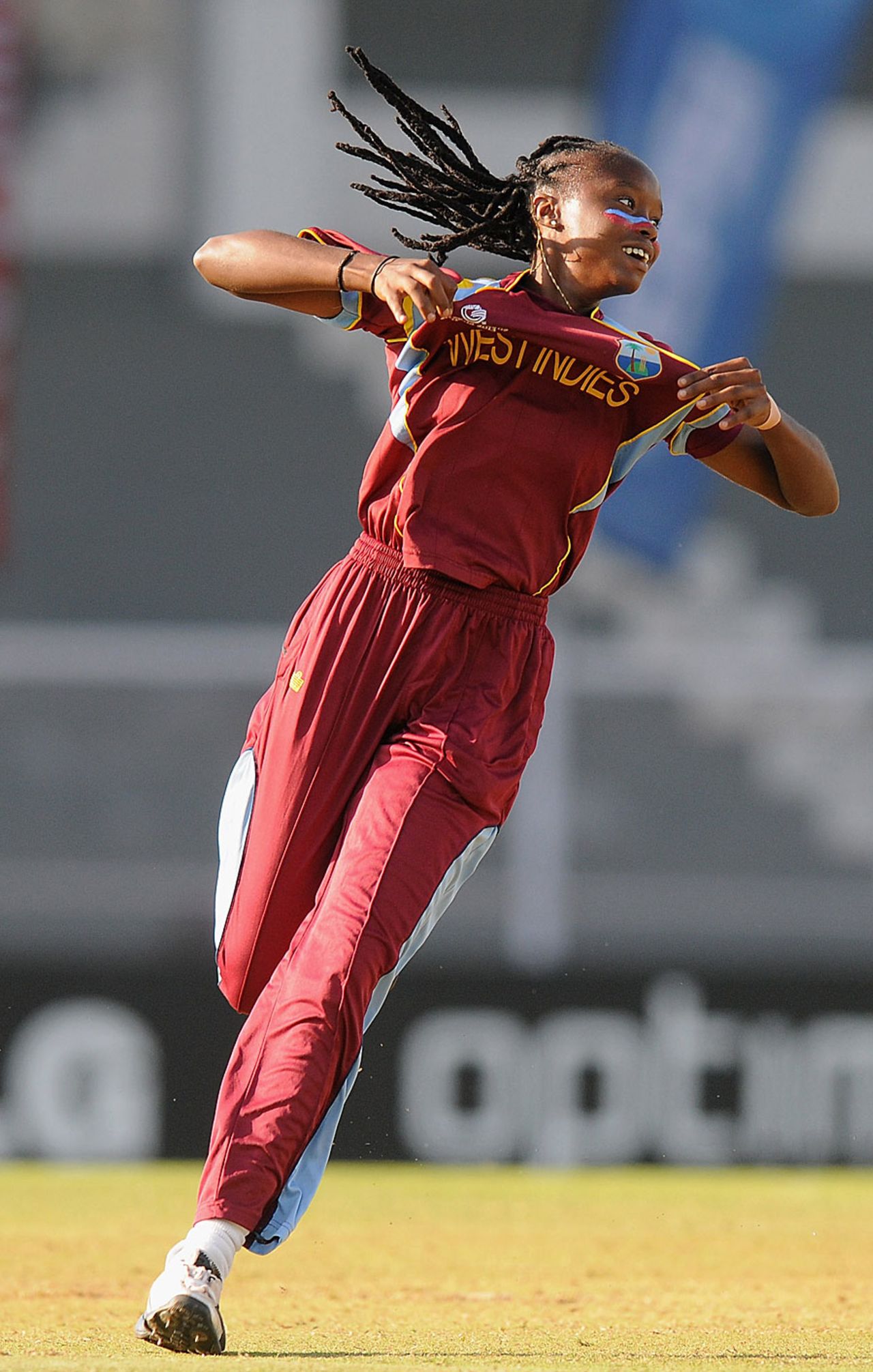 West Indies' Shaquana Quintyne celebrates after dismissing Sarah Coyte, Australia v West Indies, Women's World Cup final, Mumbai, February 17, 2013