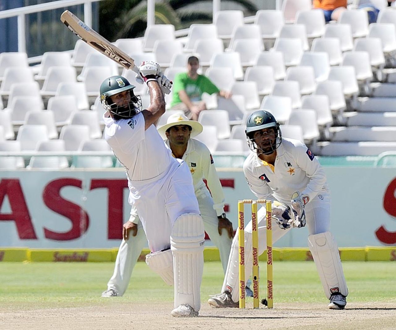 Hashim Amla plays an attacking stroke, South Africa v Pakistan, 2nd Test, Cape Town, 4th day, February 17, 2013
