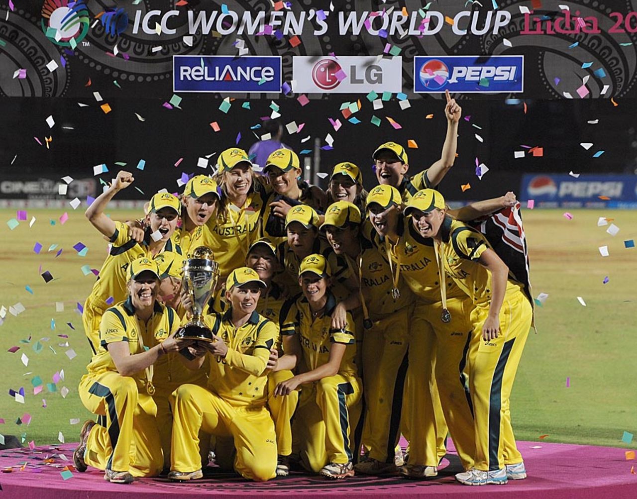 Australians with their World Cup trophy, Australia v West Indies, Women's World Cup 2013, Mumbai, February 17, 2013