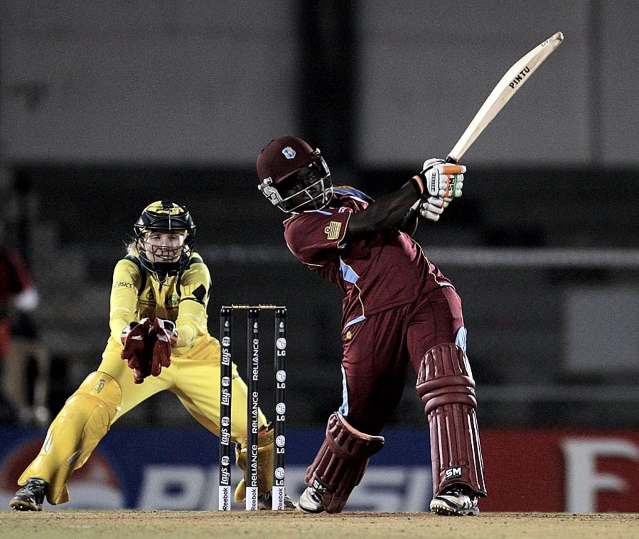 Deandra Dottin plays an aggressive shot, Australia v West Indies, Final, Women's World Cup 2013, Mumbai, February 17, 2013