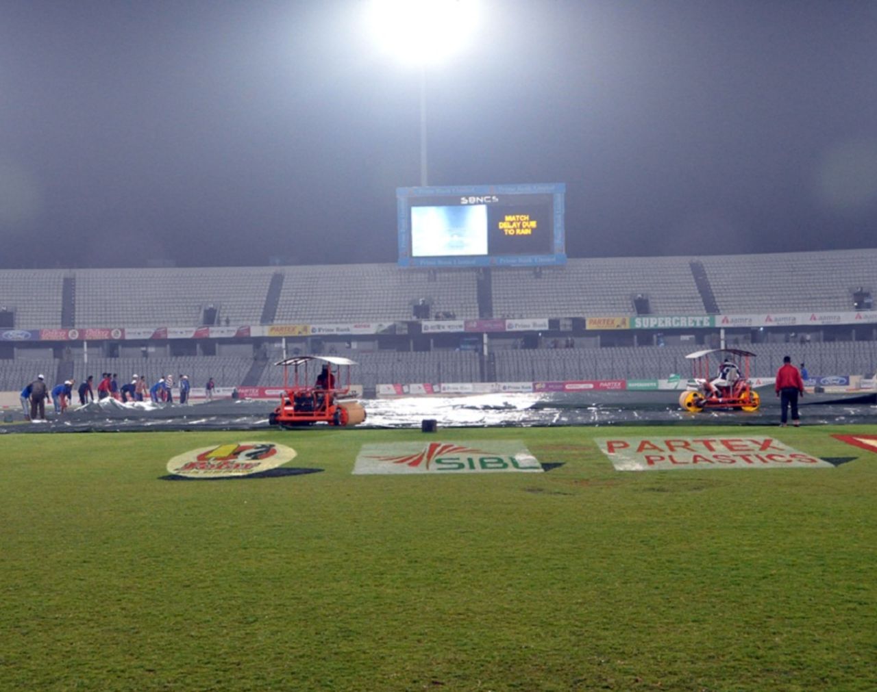 The semi-final was washed out and postponed to the next day, Chittagong Kings v Sylhet Royals, BPL, Mirpur, February 17, 2013