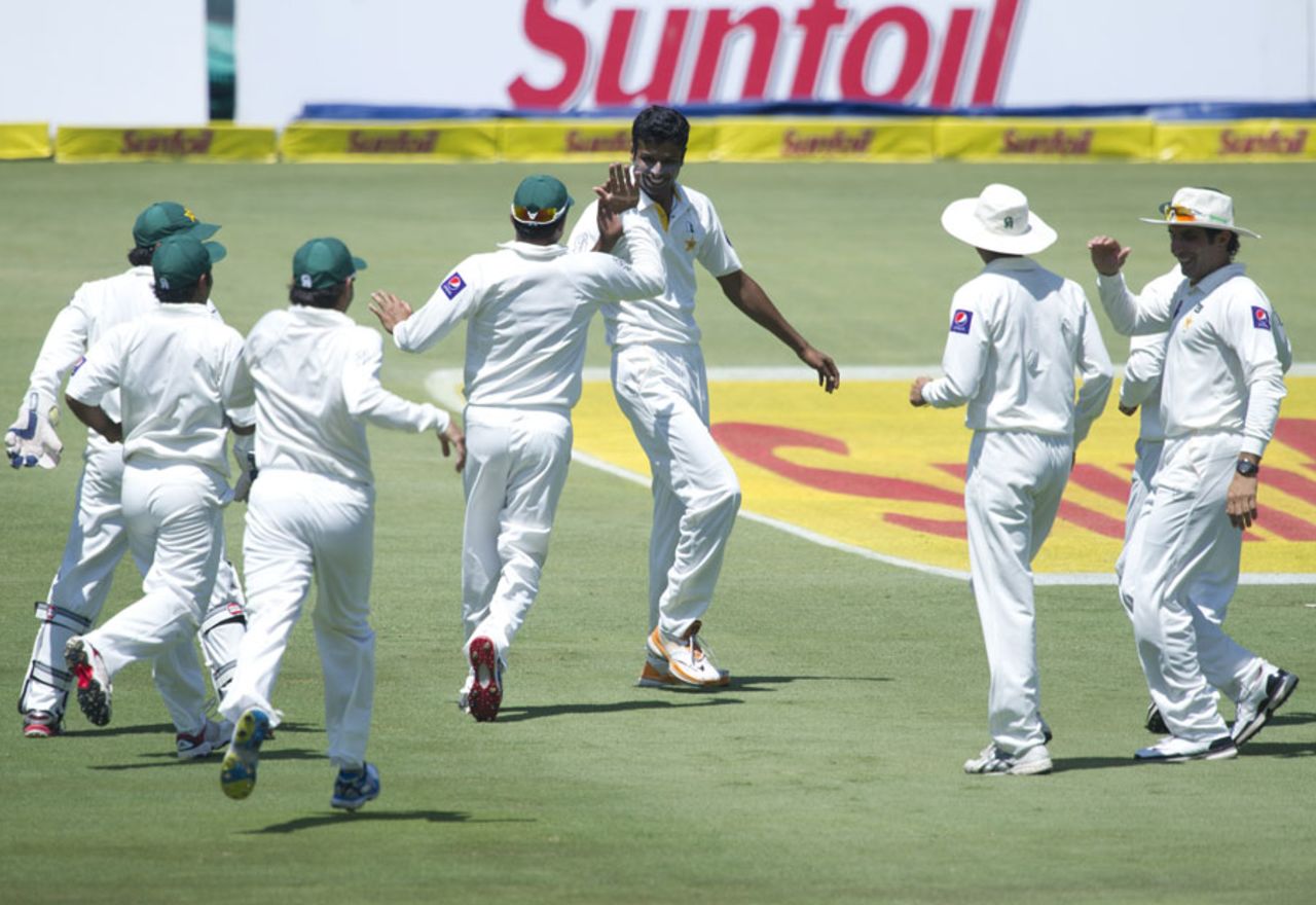 Ehsan Adil took a wicket in his first over in Test cricket, South Africa v Pakistan, 3rd Test, Centurion, 1st day, February 22, 2013