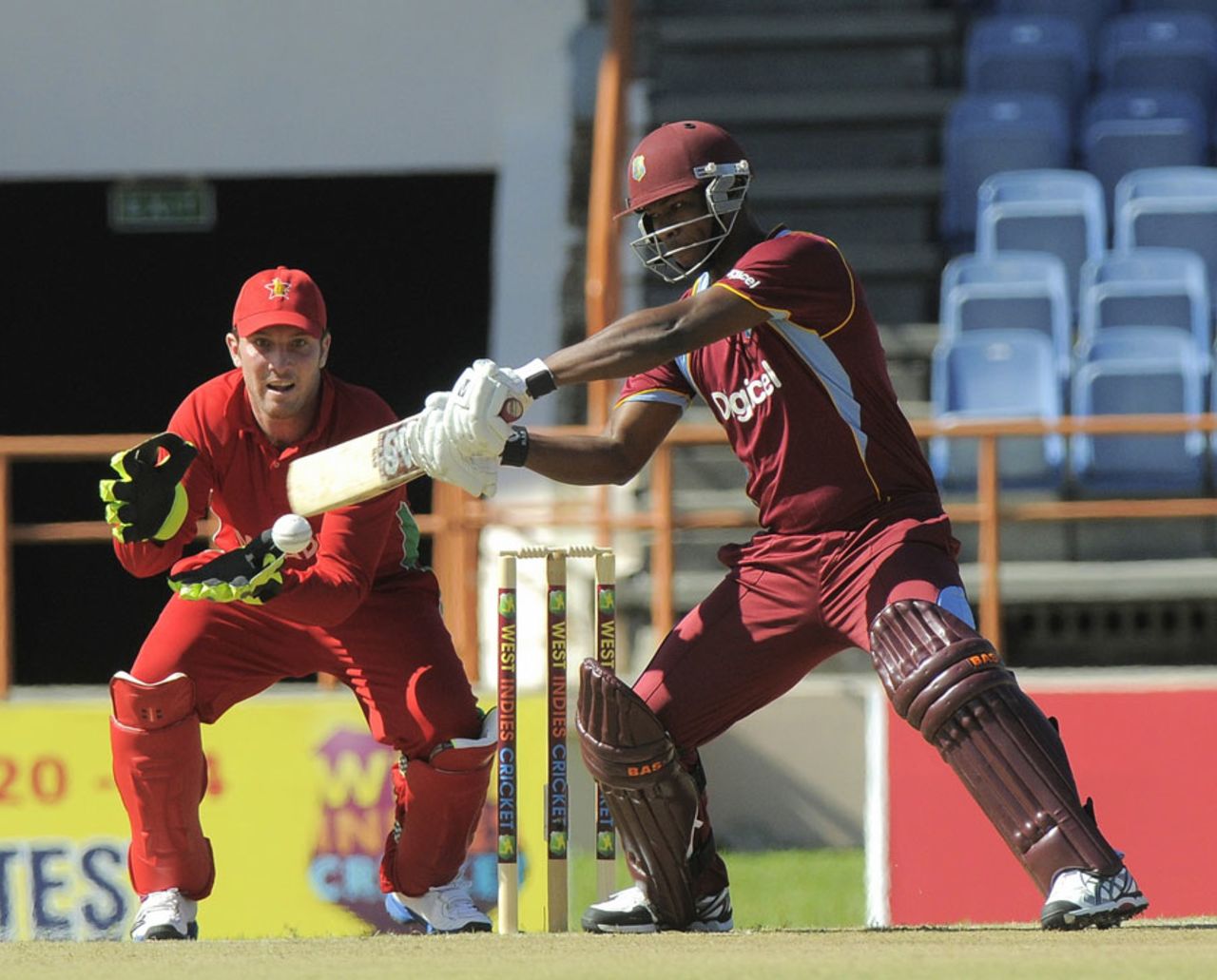 West Indies' Johnson Charles cuts the ball, West Indies v Zimbabwe, 1st ODI, Grenada, February 22, 2013
