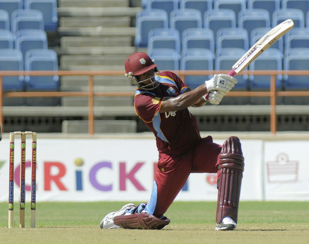Johnson Charles hits out during his 130, West Indies v Zimbabwe, 1st ODI, Grenada, February 22, 2013