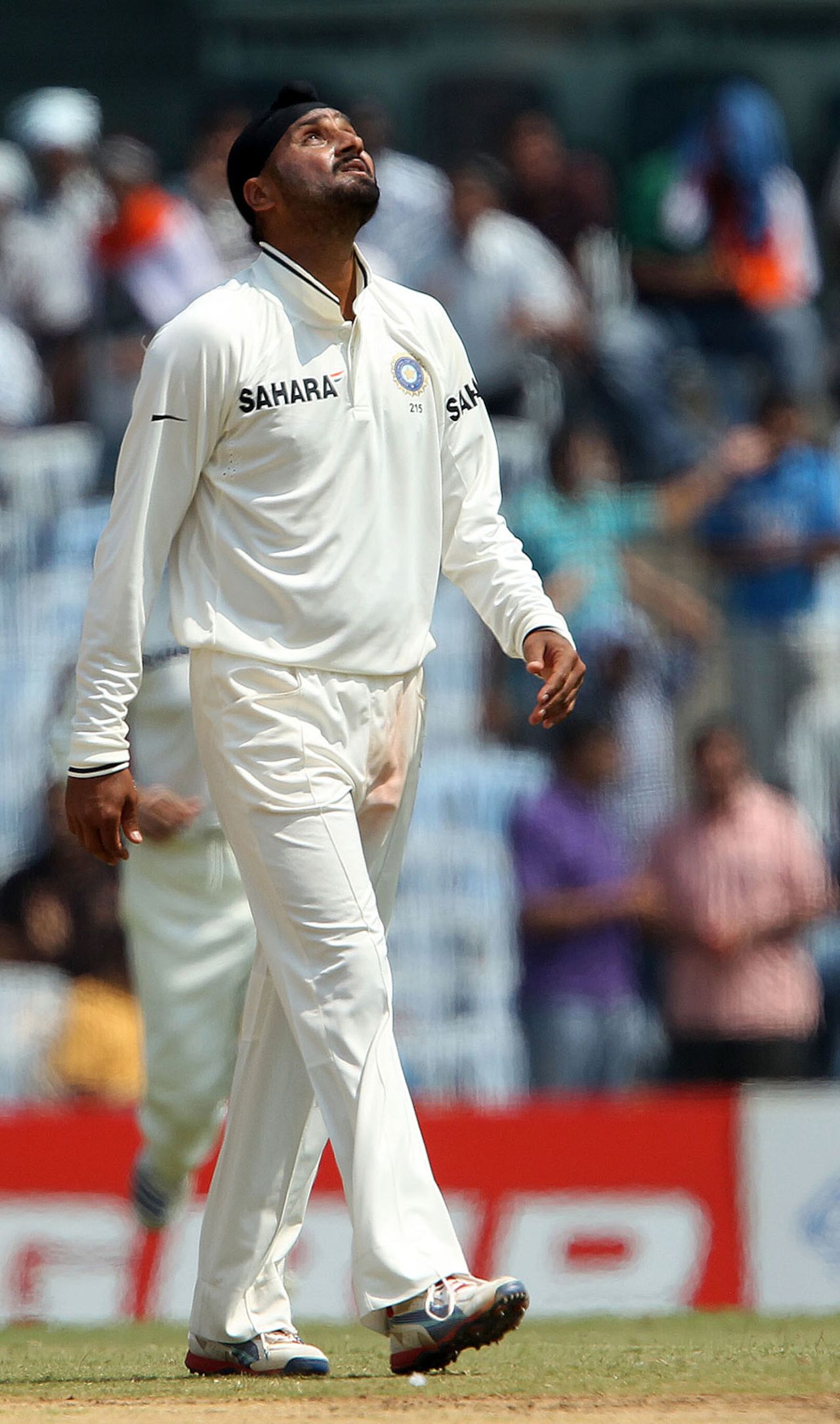 Harbhajan Singh is relieved after striking in his 24th over, India v Australia, 1st Test, Chennai, 2nd day, February 23, 2013