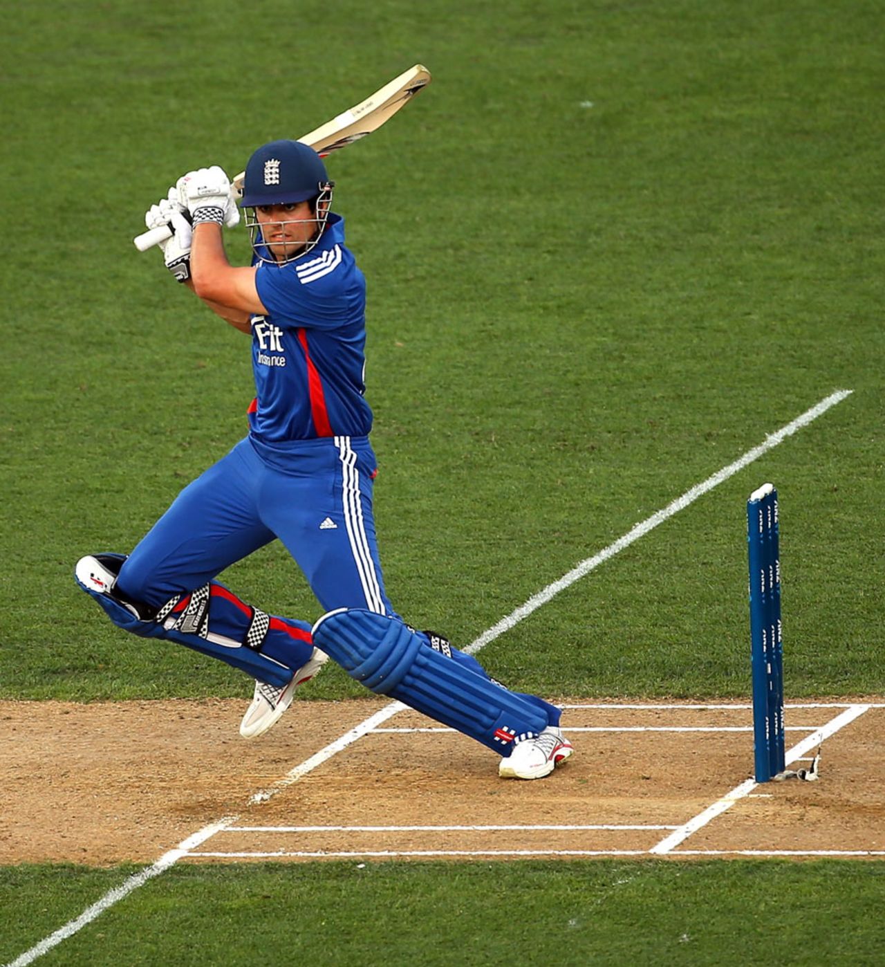 England captain Alastair Cook cuts during his innings of 46, New Zealand v England, 3rd ODI, Auckland, February 23, 2013