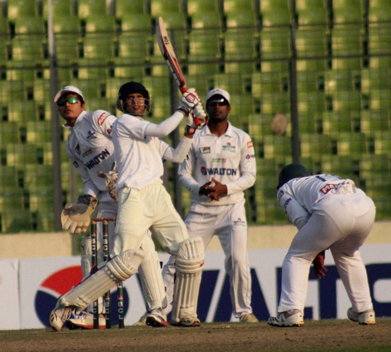 North Zone's Nasir Hossain pulls during his 74, Central Zone v North Zone, BCL final, Mirpur, 2nd day, February 23, 2013