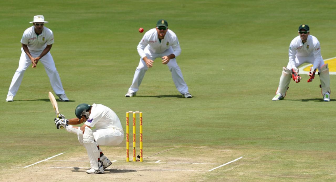 Azhar Ali ducks under a bouncer, South Africa v Pakistan, 3rd Test, Centurion, 3rd day, February 24, 2013