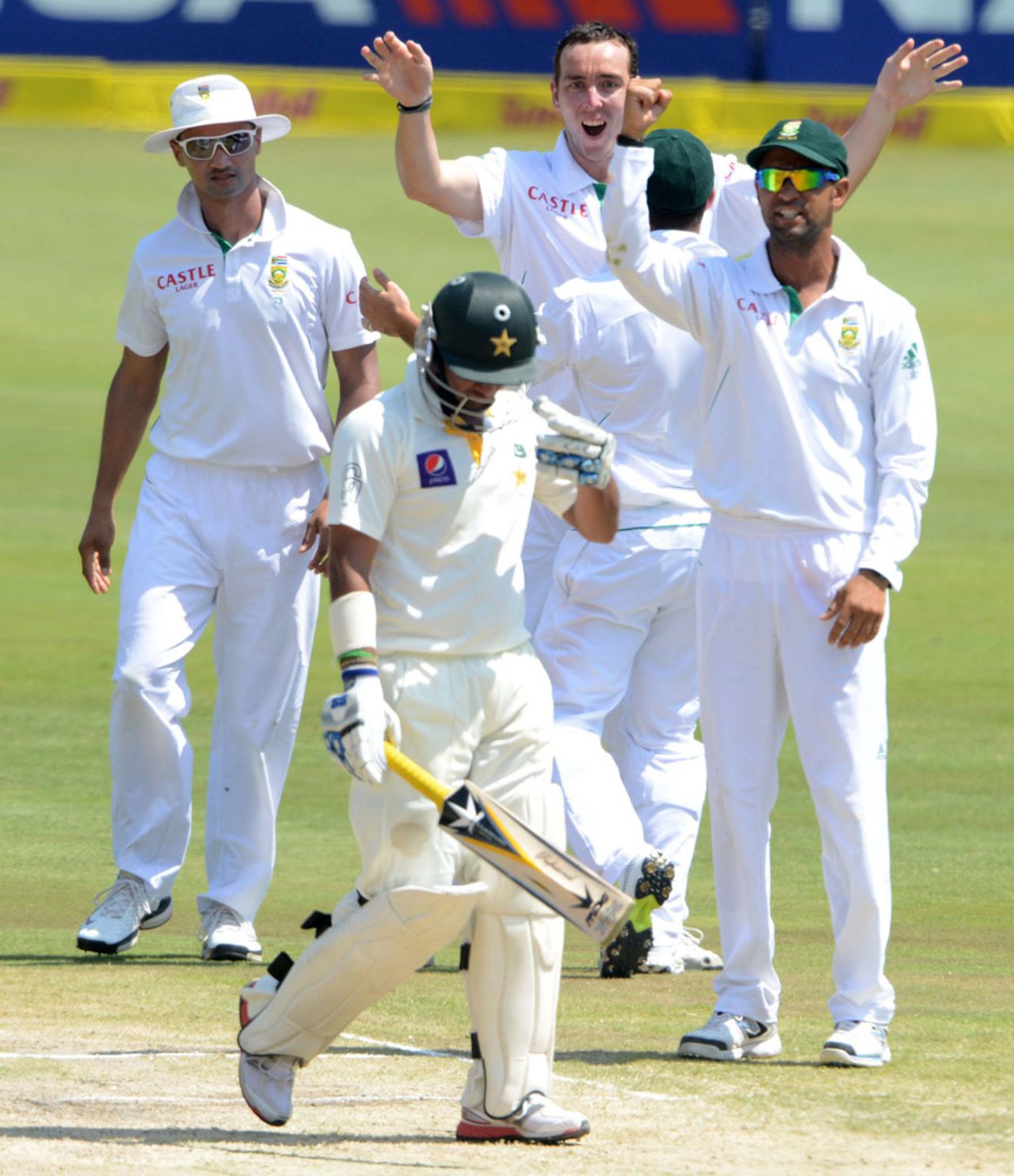 Imran Farhat walks back after being dismissed by Kyle Abbott, South Africa v Pakistan, 3rd Test, Centurion, 3rd day, February 24, 2013