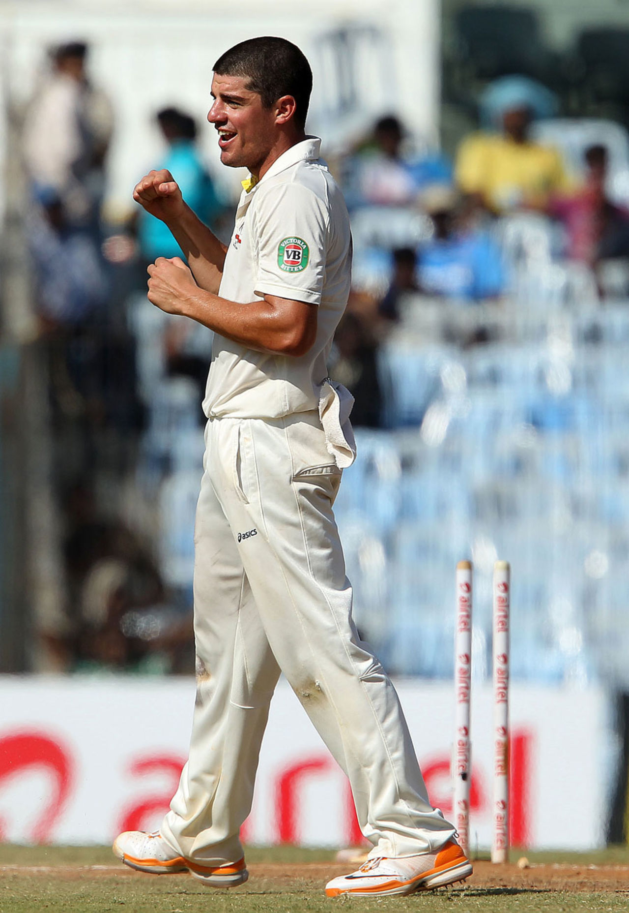 Moises Henriques claimed his maiden Test wicket, India v Australia, 1st Test, Chennai, 3rd day, February 24, 2013
