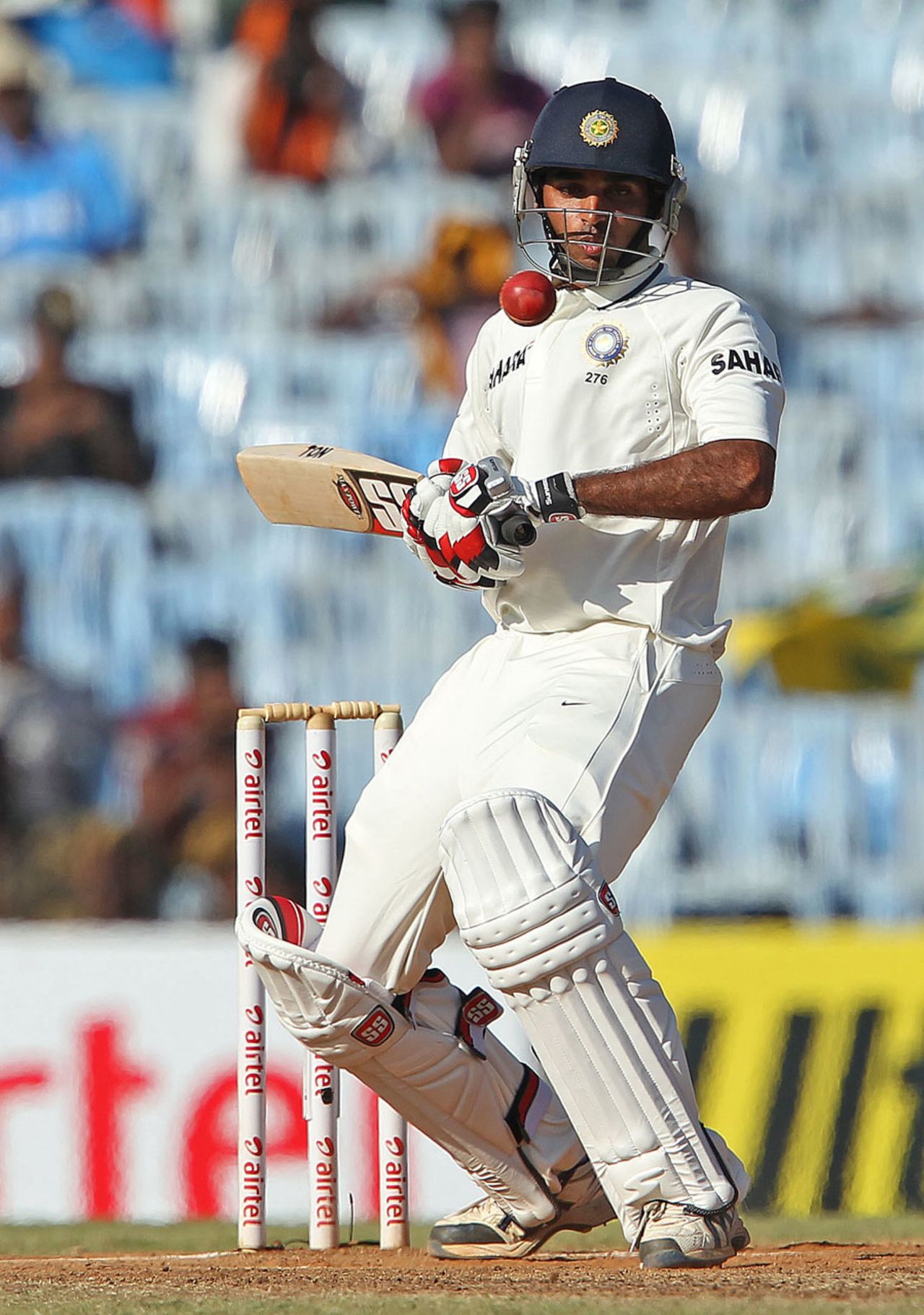 Bhuvneshwar Kumar leaves a short one, India v Australia, 1st Test, Chennai, 3rd day, February 24, 2013