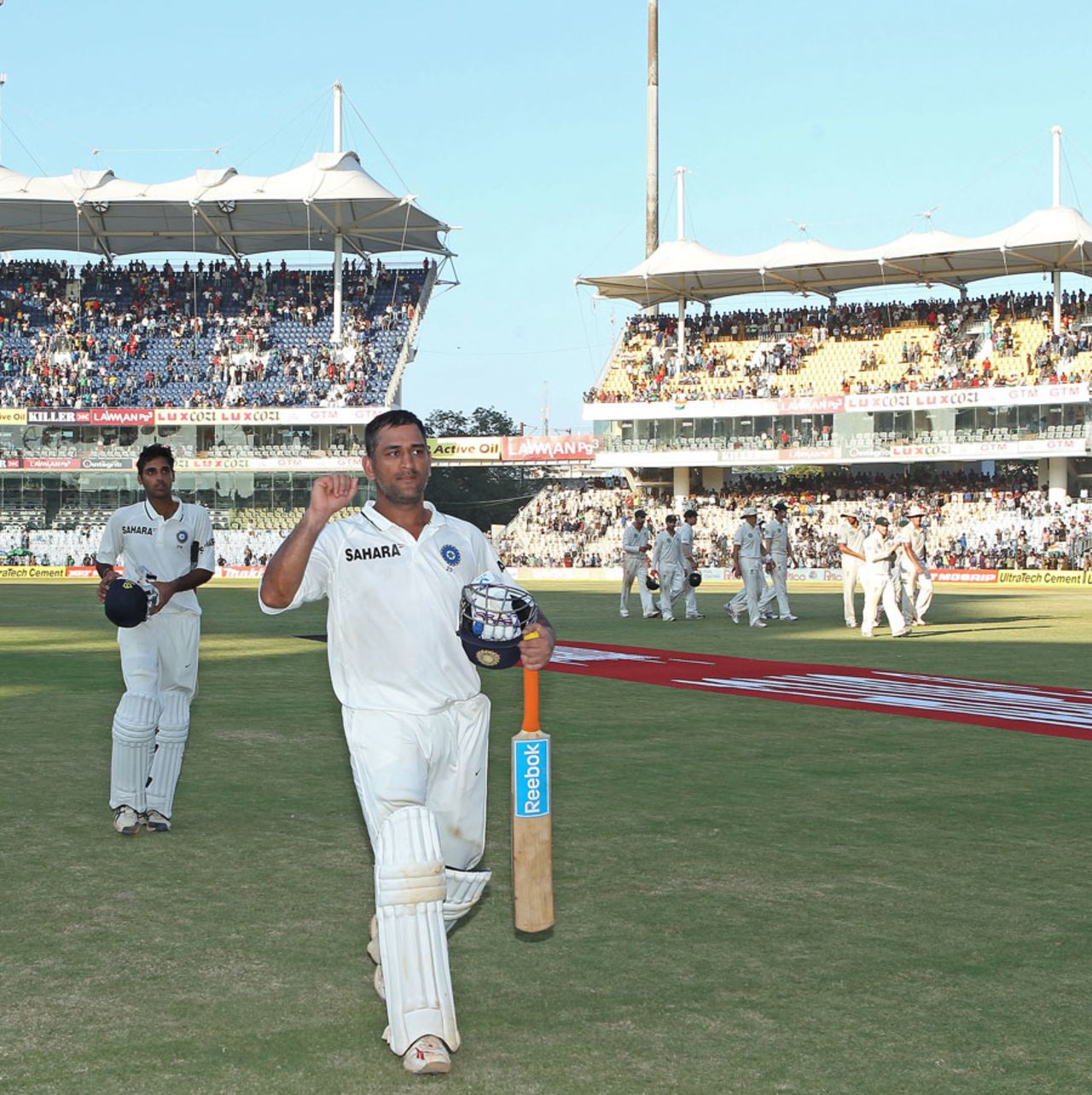 Bhuvneshwar Kumar and MS Dhoni were in a century stand, India v Australia, 1st Test, Chennai, 3rd day, February 24, 2013