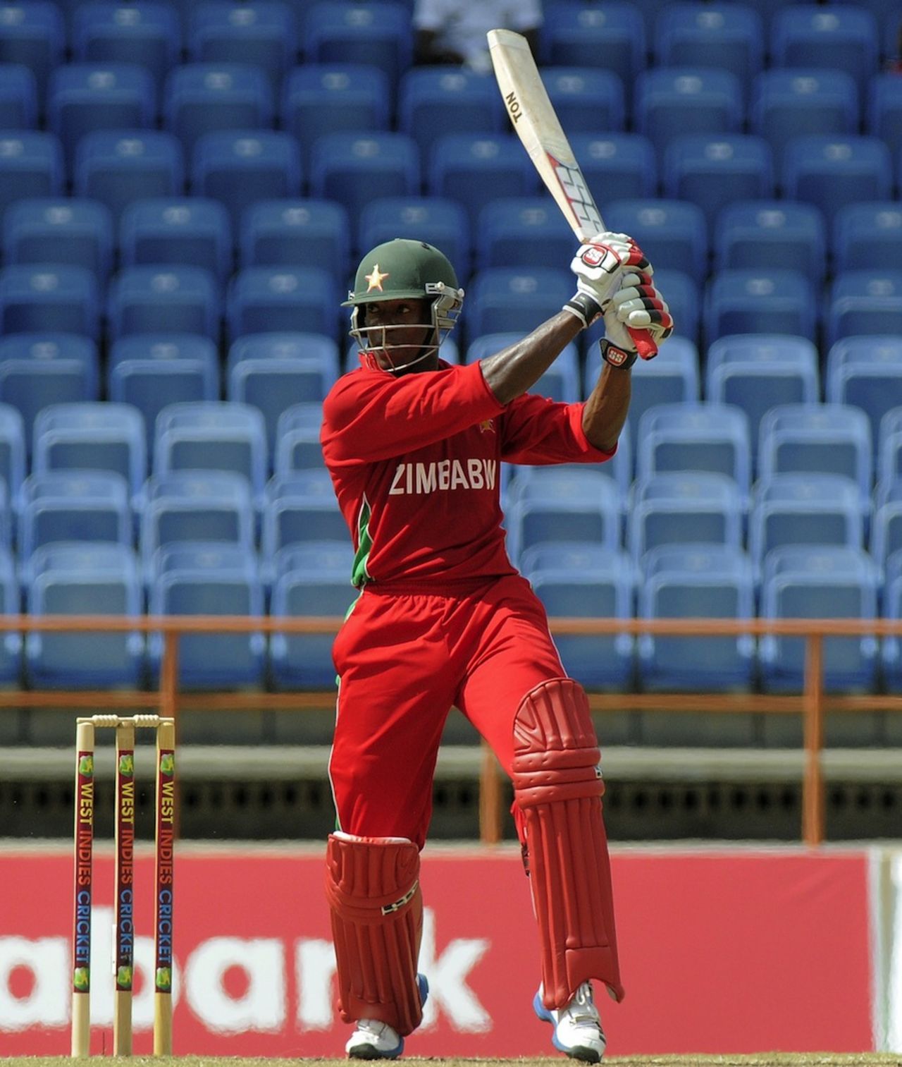 Vusi Sibanda cuts on his way to his half-century, West Indies v Zimbabwe, 2nd ODI, Grenada, February 24, 2013