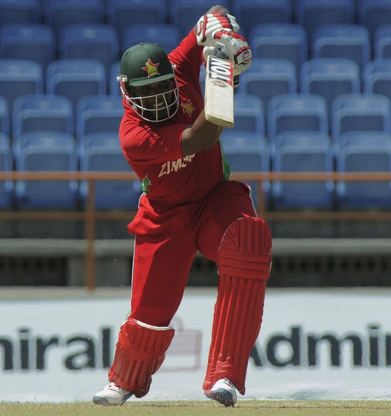Hamilton Masakadza drives through off, West Indies v Zimbabwe, 2nd ODI, Grenada, February 24, 2013