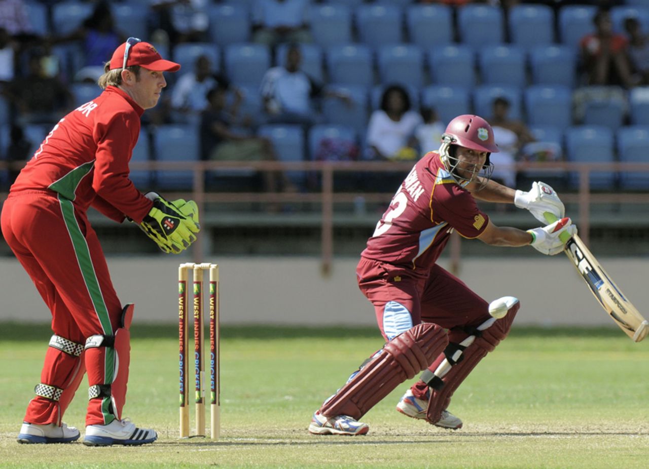 Ramnaresh Sarwan guides one towards third man, West Indies v Zimbabwe, 2nd ODI, Grenada, February 24, 2013