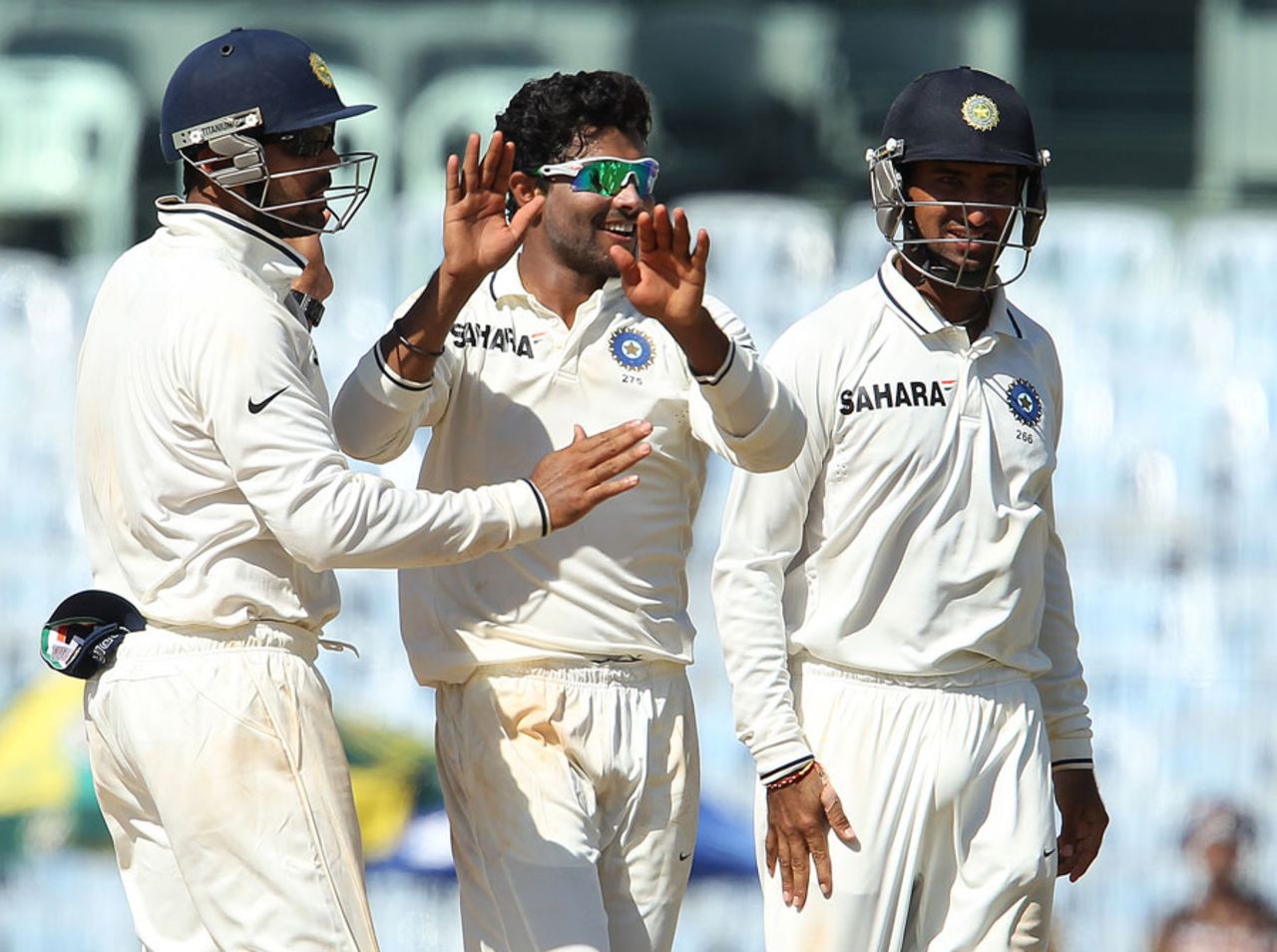 India get together after a wicket, India v Australia, 1st Test, Chennai, 4th day, February 25, 2013