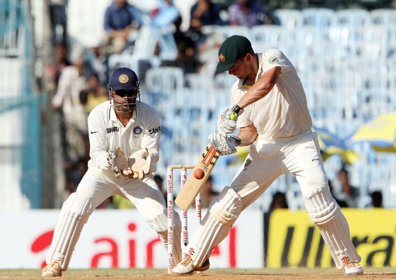 Moises Henriques ensured Australia staved off an innings defeat, India v Australia, 1st Test, Chennai, 4th day, February 25, 2013