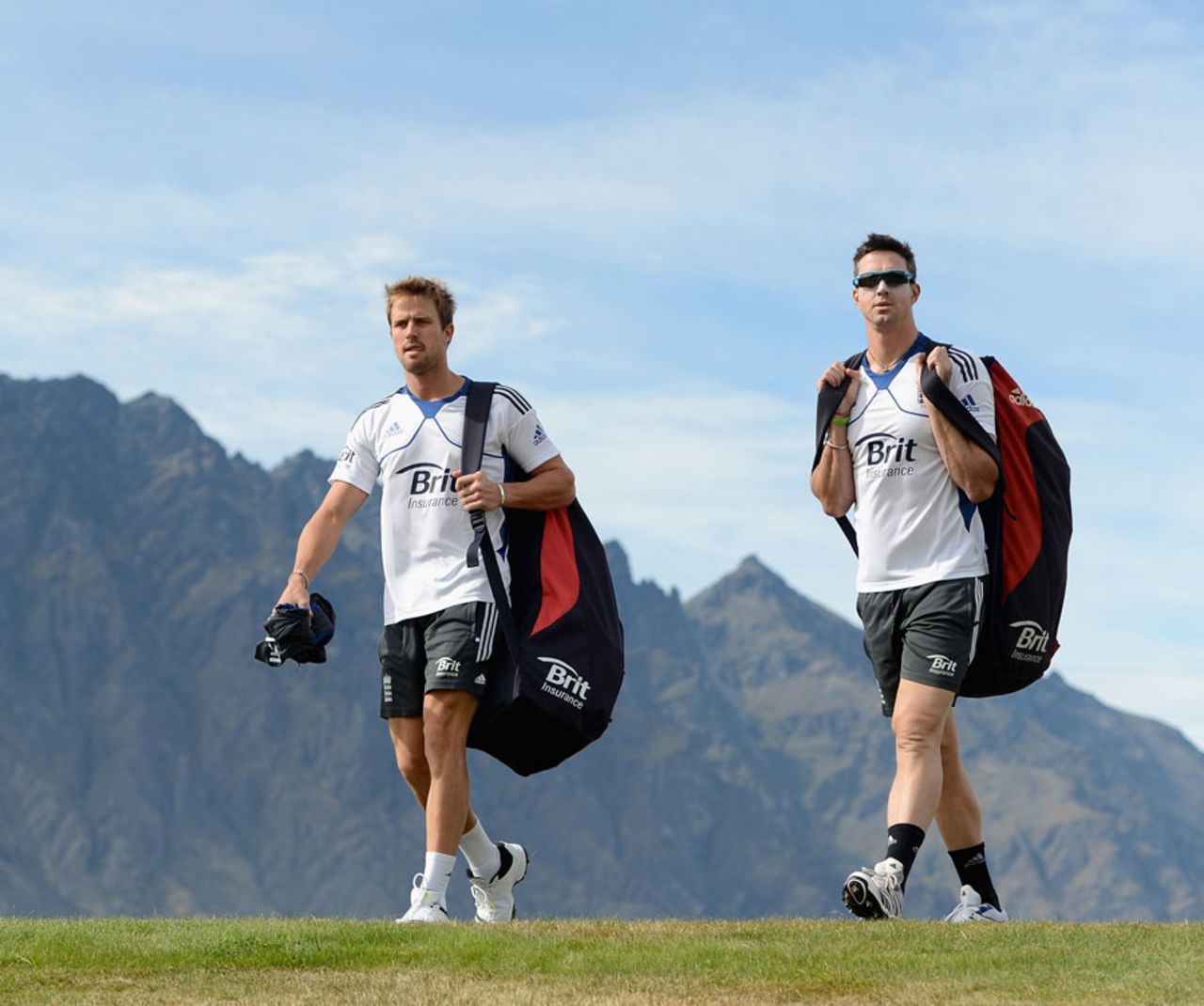 Nick Compton and Kevin Pietersen at a practice session in Queenstown, New Zealand, New Zealand XI v England XI, Tour match, February 27-March 2, 2013