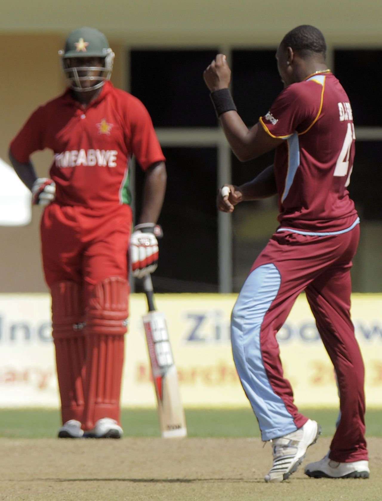 Dwayne Bravo celebrates a wicket, West Indies v Zimbabwe, 3rd ODI, Grenada, February 26, 2013