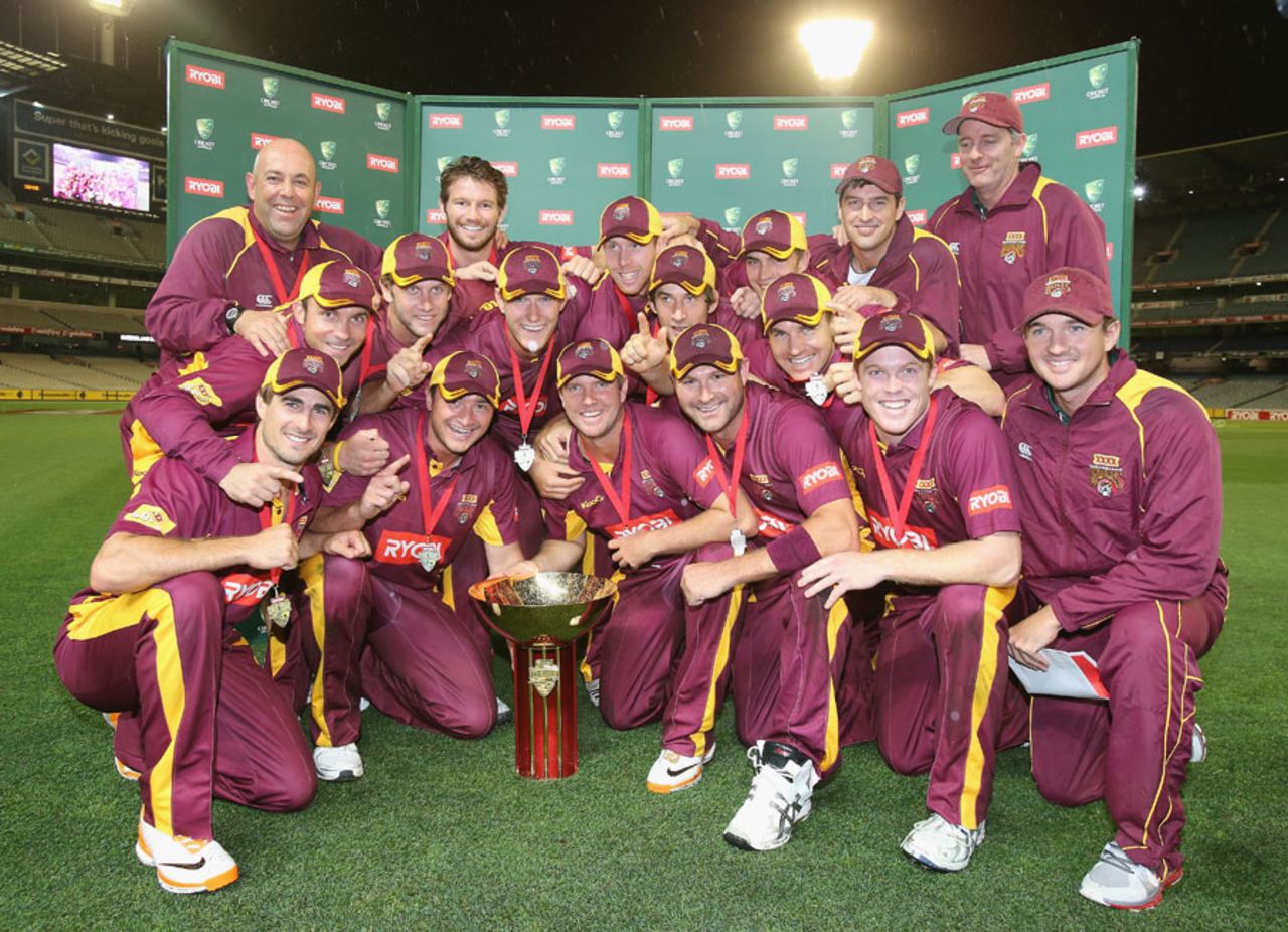 Queensland with the Ryobi Cup, after beating Victoria in the final, Victoria v Queensland, Ryobi Cup Final, Melbourne, February 27, 2013
