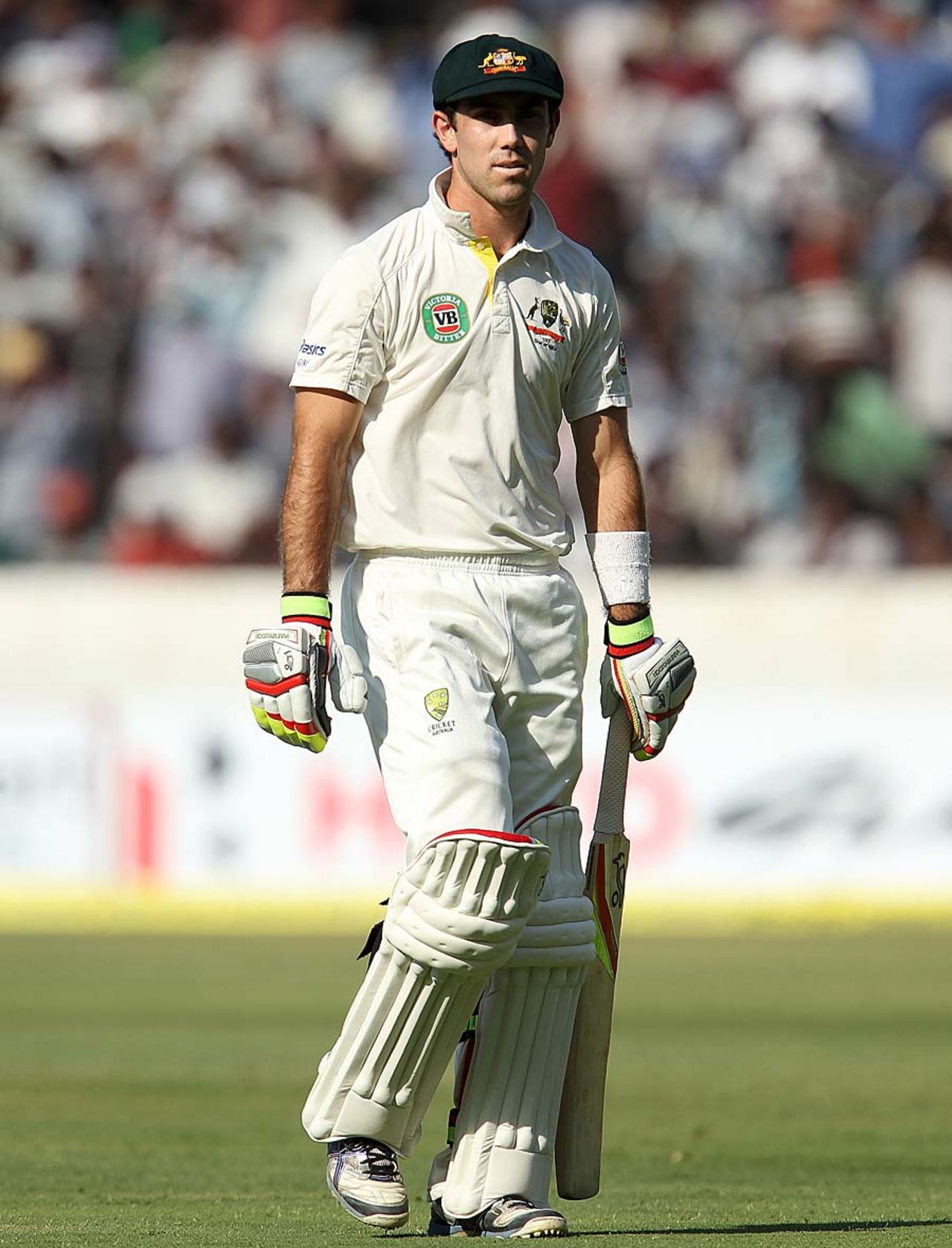Debutant Glenn Maxwell walks back after being dismissed, India v Australia, 2nd Test, Hyderabad, March 2, 2013