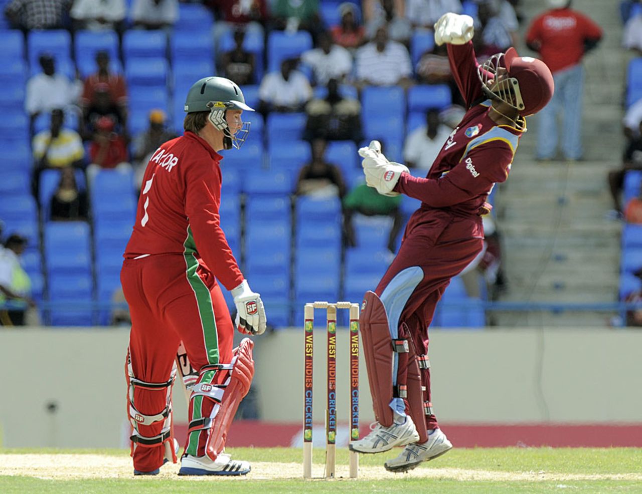Brendan Taylor is caught behind by Denesh Ramdin, West Indies v Zimbabwe, 1st T20, Antigua, March 2, 2013