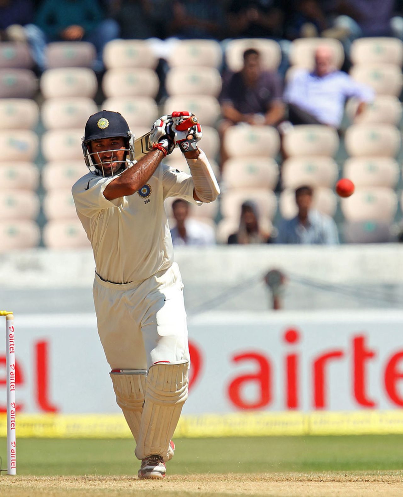 Cheteshwar Pujara completed his second Test double-century, India v Australia, 2nd Test, Hyderabad, 3rd day, March 4, 2013