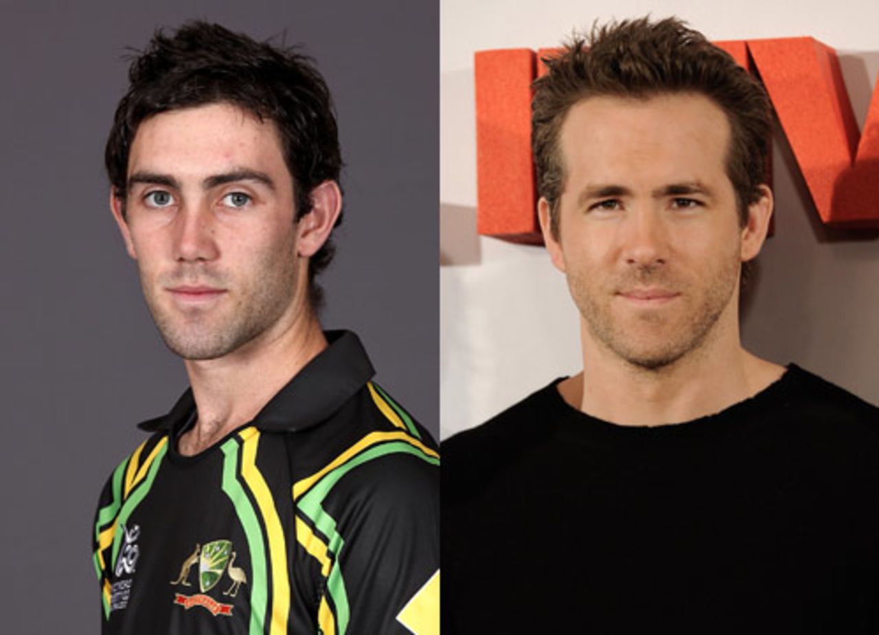 Composite: Glenn Maxwell and Ryan Reynolds