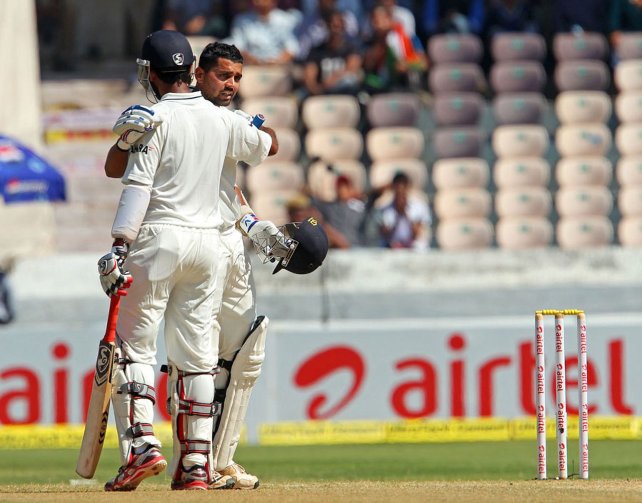 Cheteshwar Pujara and M Vijay added 370, the fourth-best Test stand for India, India v Australia, 2nd Test, Hyderabad, 3rd day, March 4, 2013