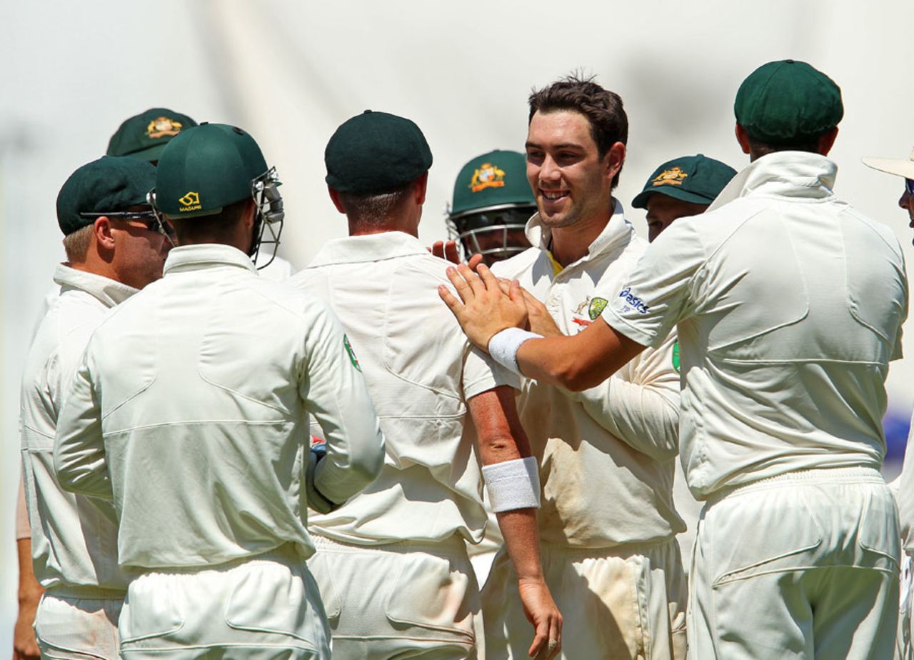 Glenn Maxwell claimed his maiden Test wicket, India v Australia, 2nd Test, Hyderabad, 3rd day, March 4, 2013