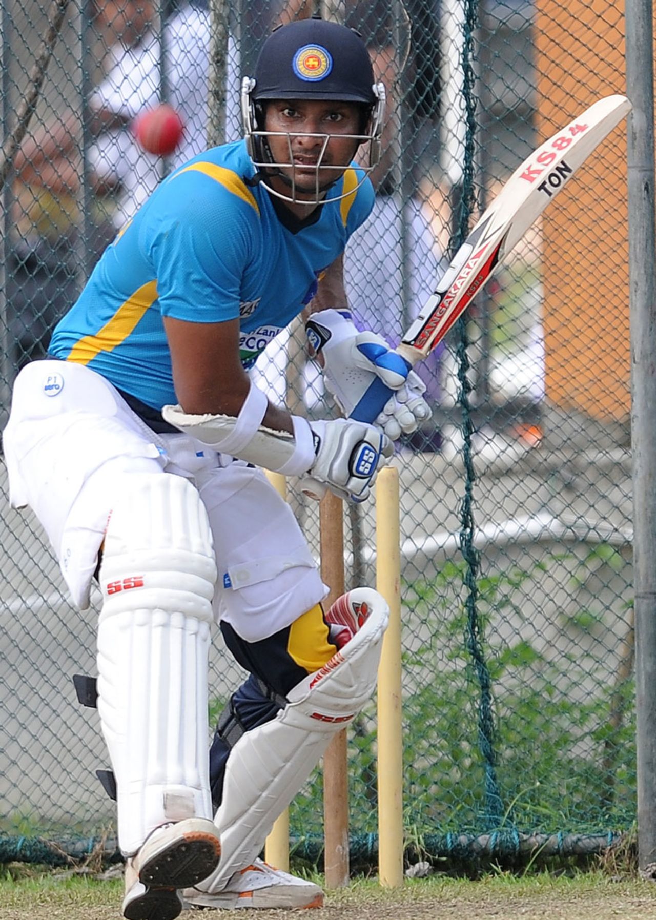 Kumar Sangakkara bats during a practice session in Galle ahead of the Test series against Bangladesh, Bangladesh tour of Sri Lanka 2012-13, Galle, March 6